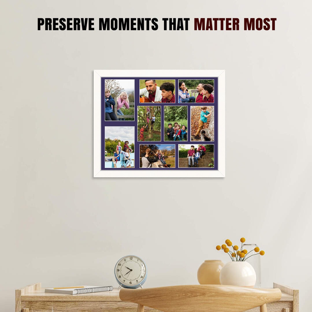 20x16" Modern White Multi Aperture Photo Frame - Fits 7x5" (x2) & 6x4" (x7) Photos | Collage Frame thumbnail 2