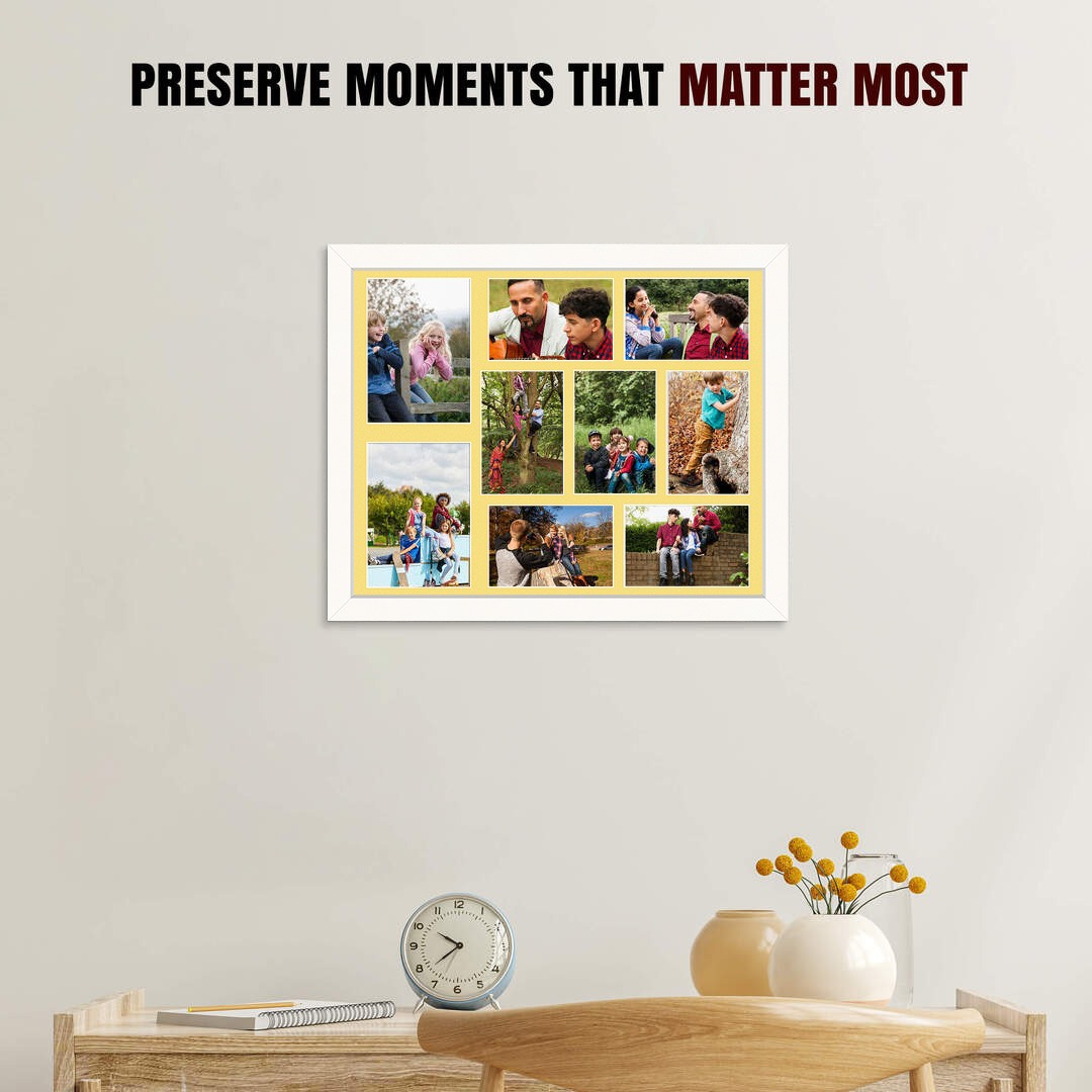 20x16" White Modern Multi Aperture Photo Frame Holds 7x5" (x2) & 6x4" (x7) Photos With Primrose Mount | Modern Collage Frame thumbnail 2