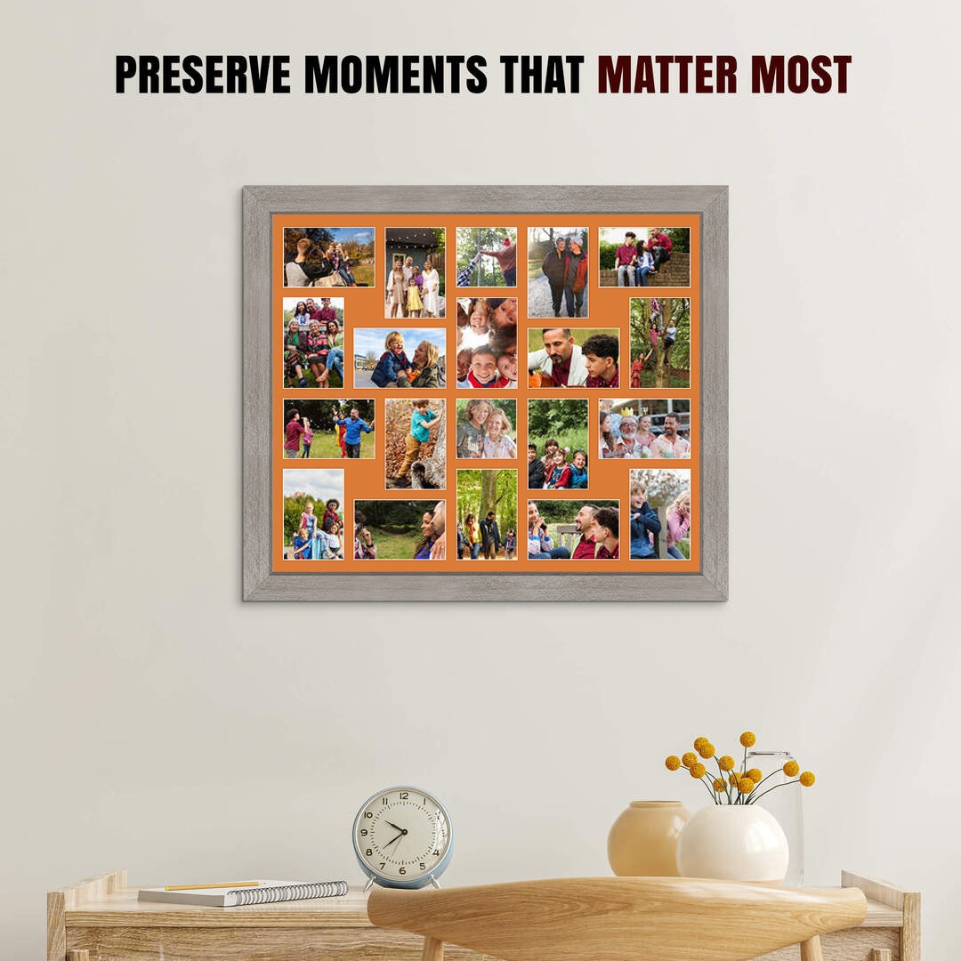 80x70cm Aluminium Modern Multi Aperture Photo Frame - Fits 6x4" (x18) & 4x4" (x2) Photos | Collage Frame thumbnail 2