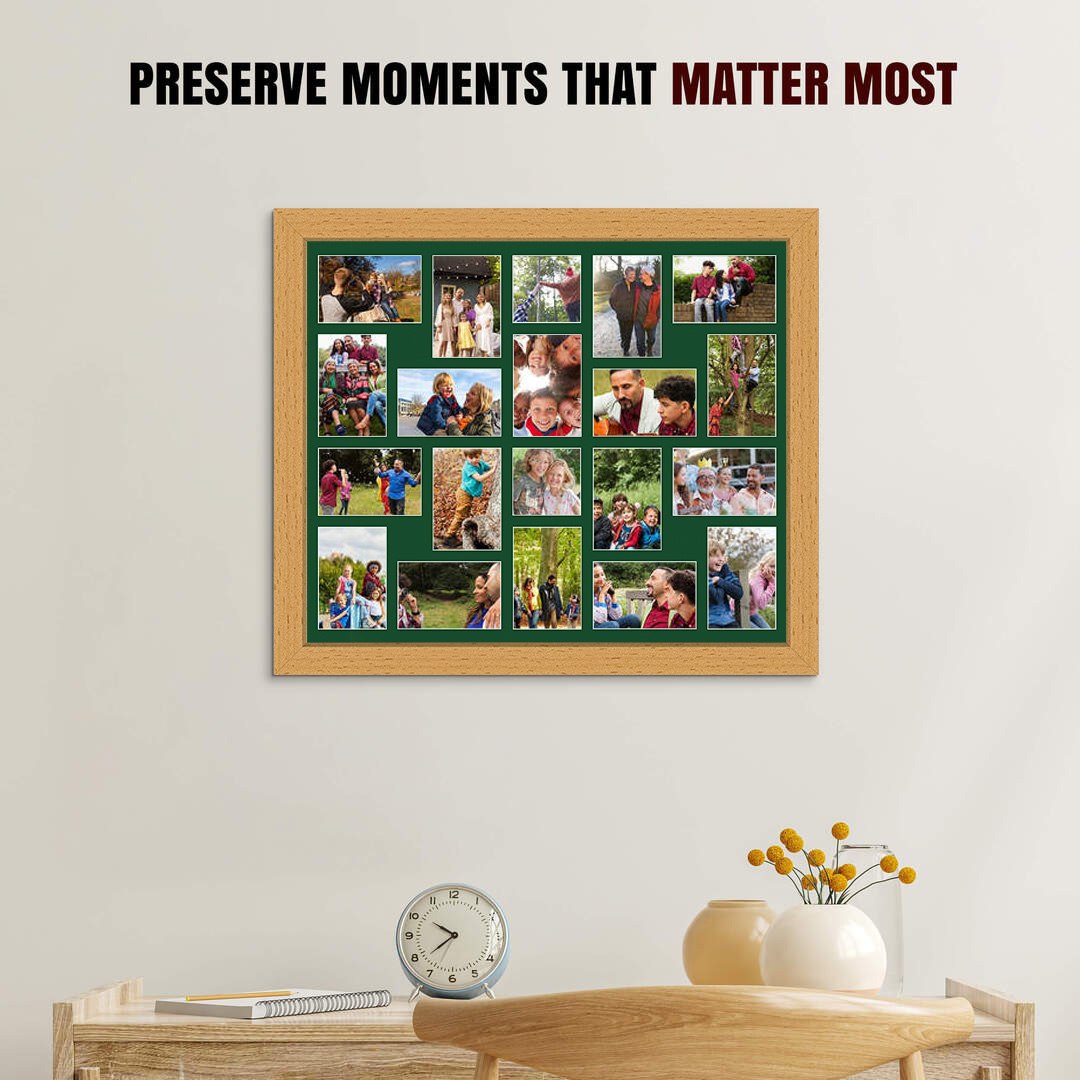 80x70cm Country Pine Modern Multi Aperture Photo Frame - Fits 6x4" (x18) & 4x4" (x2) Photos | Collage Frame thumbnail 2