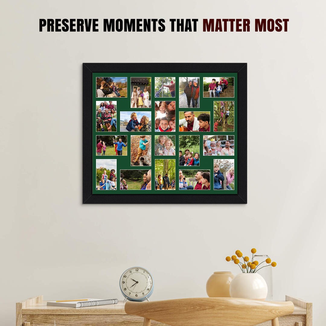 80x70cm Modern Mat Black Multi Aperture Photo Frame - Fits 6x4" (x18) & 4x4" (x2) Photos | Collage Frame thumbnail 2