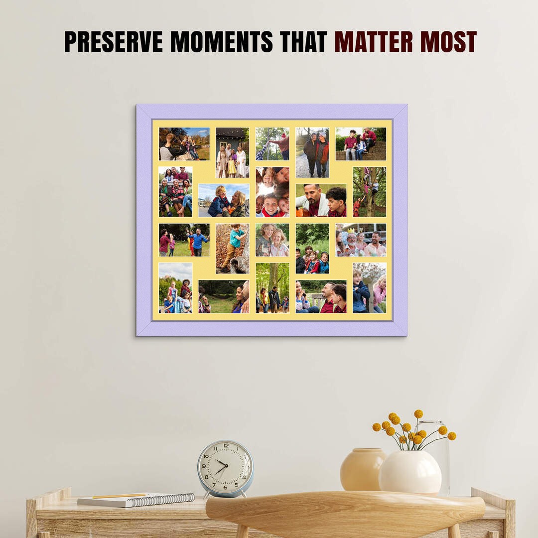 80x70cm Purple Modern Multi Aperture Photo Frame - Fits 6x4" (x18) & 4x4" (x2) Photos | Collage Frame thumbnail 2