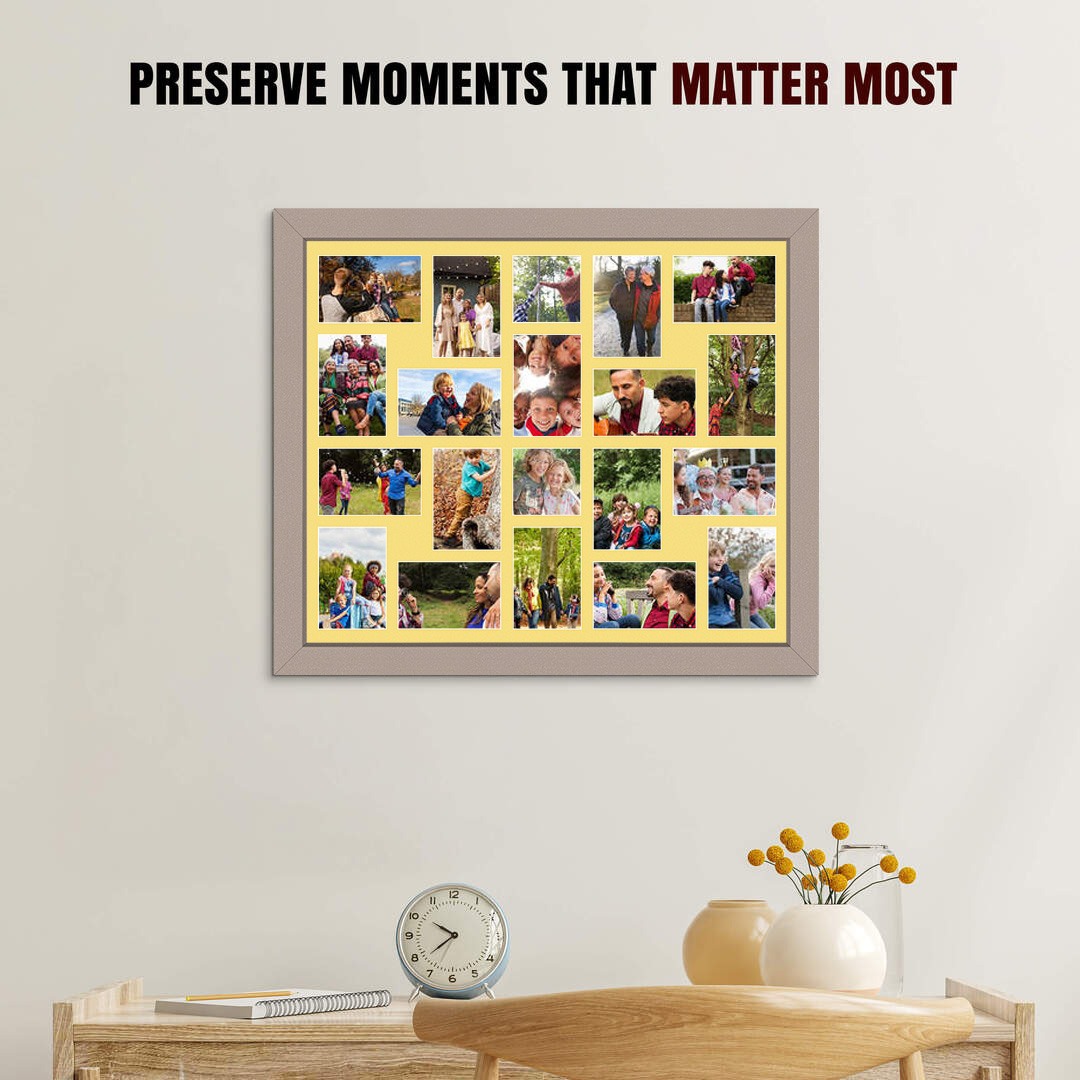 80x70cm Modern Rose Gold Multi Aperture Photo Frame - Fits 6x4" (x18) & 4x4" (x2) Photos | Collage Frame thumbnail 2
