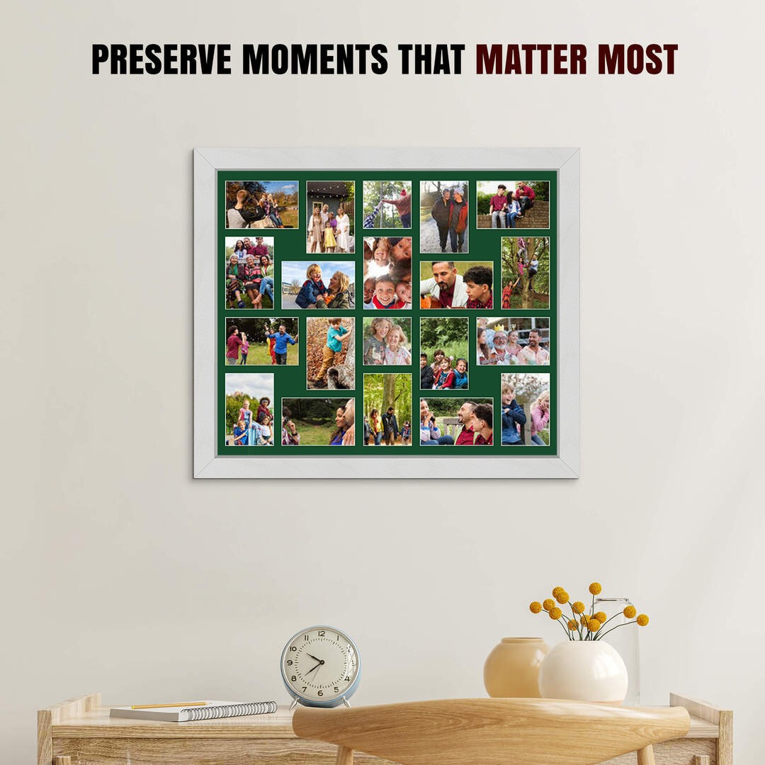 80x70cm Ash White Modern Multi Aperture Photo Frame - Fits 6x4" (x18) & 4x4" (x2) Photos | Collage Frame thumbnail 2