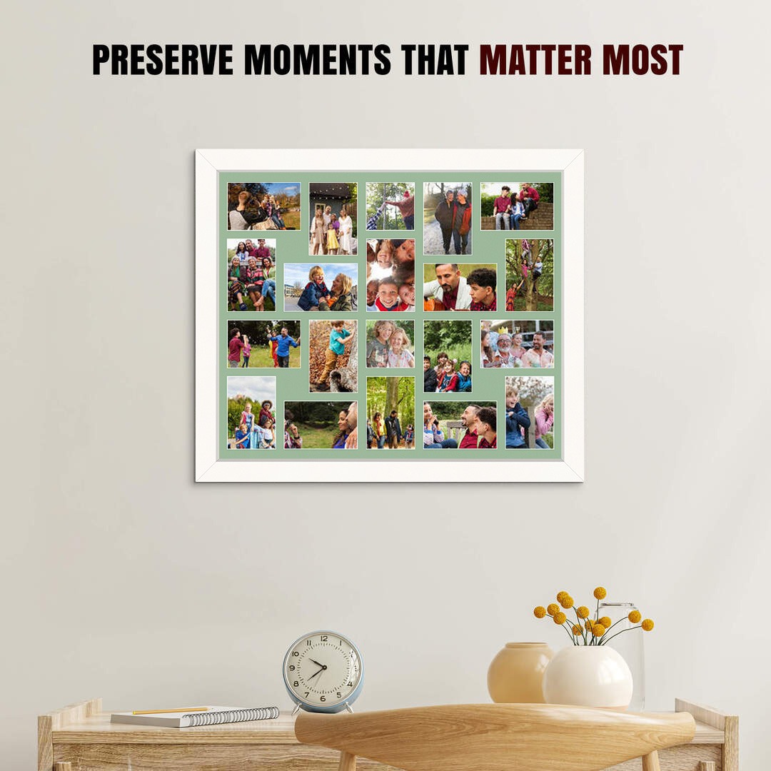 80x70cm Modern White Multi Aperture Photo Frame - Fits 6x4" (x18) & 4x4" (x2) Photos | Collage Frame thumbnail 2
