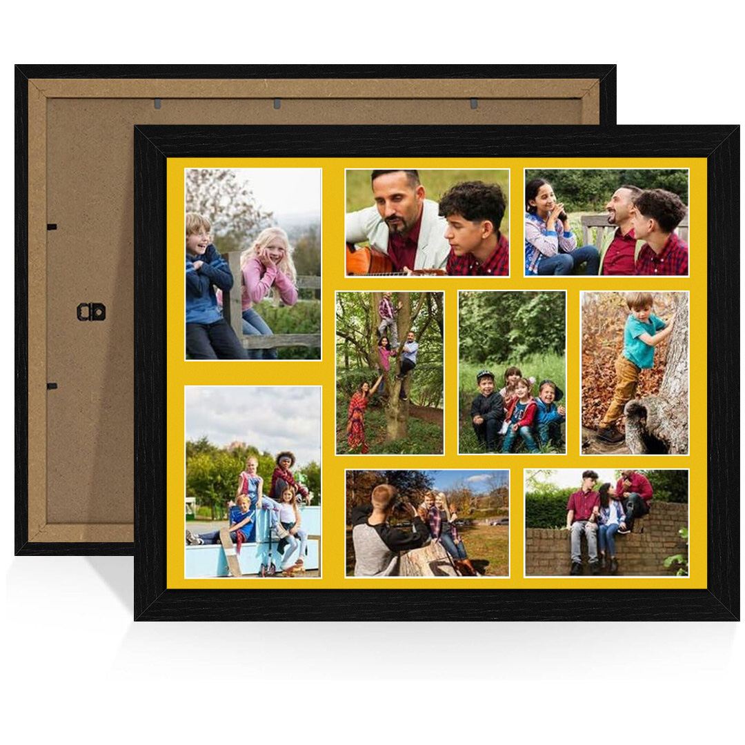 20x16" Modern Black Multi Aperture Photo Frame - Fits 7x5" (x2) & 6x4" (x7) Photos | Collage Frame