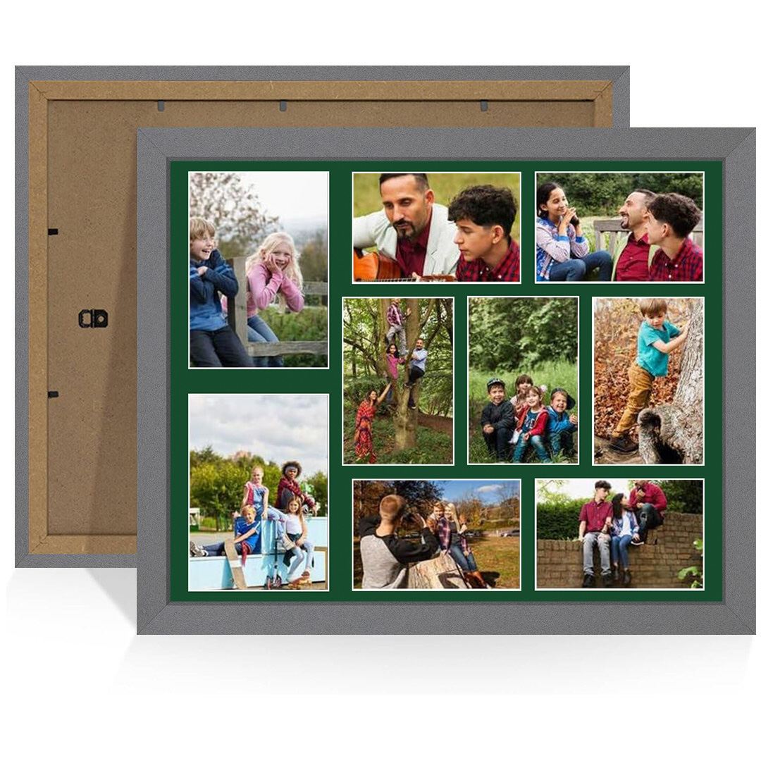 20x16" Dark Grey Modern Multi Aperture Photo Frame - Fits 7x5" (x2) & 6x4" (x7) Photos | Collage Frame