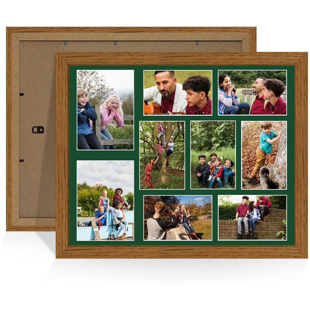 20x16" Oak Modern Multi Aperture Photo Frame - Fits 7x5" (x2) & 6x4" (x7) Photos | Collage Frame