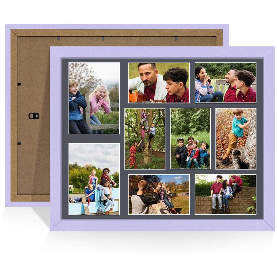 20x16" Modern Purple Multi Aperture Photo Frame - Fits 7x5" (x2) & 6x4" (x7) Photos | Collage Frame