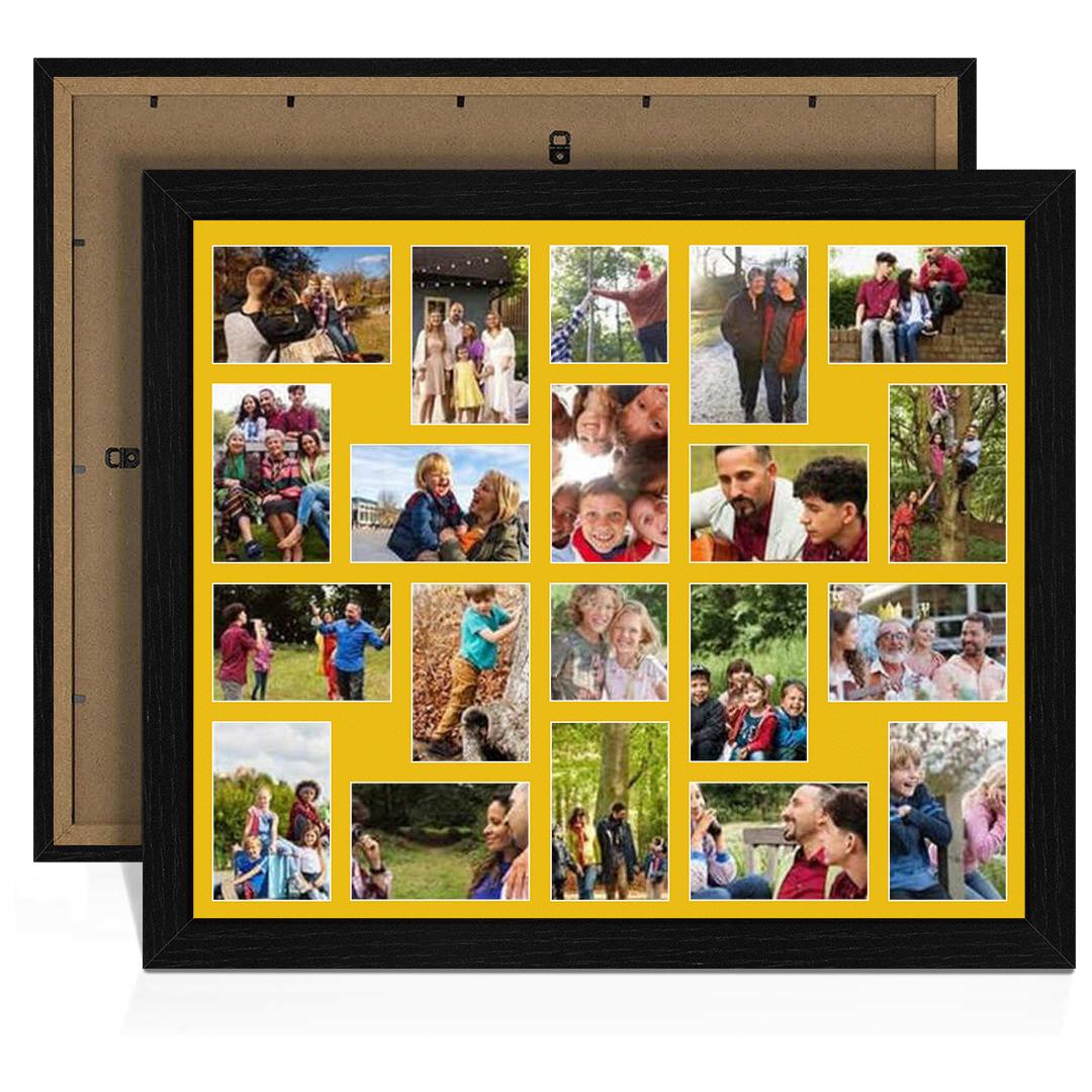 80x70cm Modern Black Multi Aperture Photo Frame - Fits 6x4" (x18) & 4x4" (x2) Photos | Collage Frame