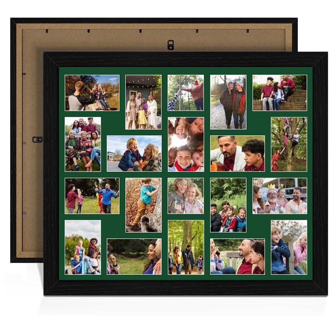80x70cm Black Modern Multi Aperture Photo Frame - Fits 6x4" (x18) & 4x4" (x2) Photos | Collage Frame