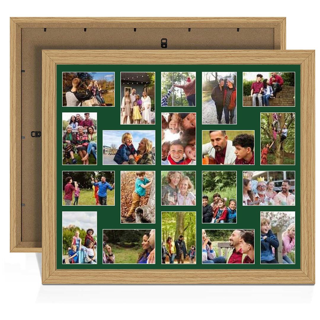 80x70cm Modern Light Oak Multi Aperture Photo Frame - Fits 6x4" (x18) & 4x4" (x2) Photos | Collage Frame
