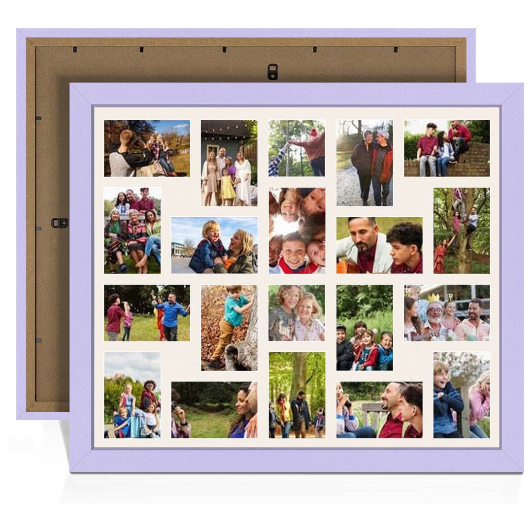 80x70cm Modern Purple Multi Aperture Photo Frame - Fits 6x4" (x18) & 4x4" (x2) Photos | Collage Frame