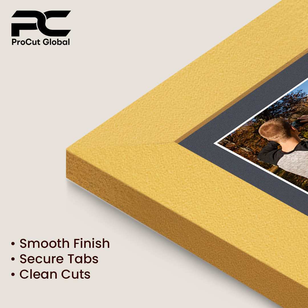 20x16" Gold Modern Multi Aperture Photo Frame Holds 7x5" (x2) & 6x4" (x7) Photos With Charcoal Grey Mount | Modern Collage Frame thumbnail 7