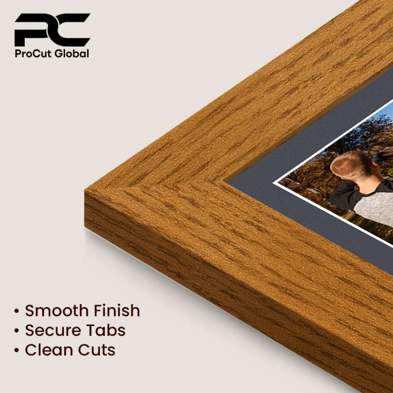 20x16" Oak Modern Multi Aperture Photo Frame Holds 7x5" (x2) & 6x4" (x7) Photos With Charcoal Grey Mount | Modern Collage Frame thumbnail 7