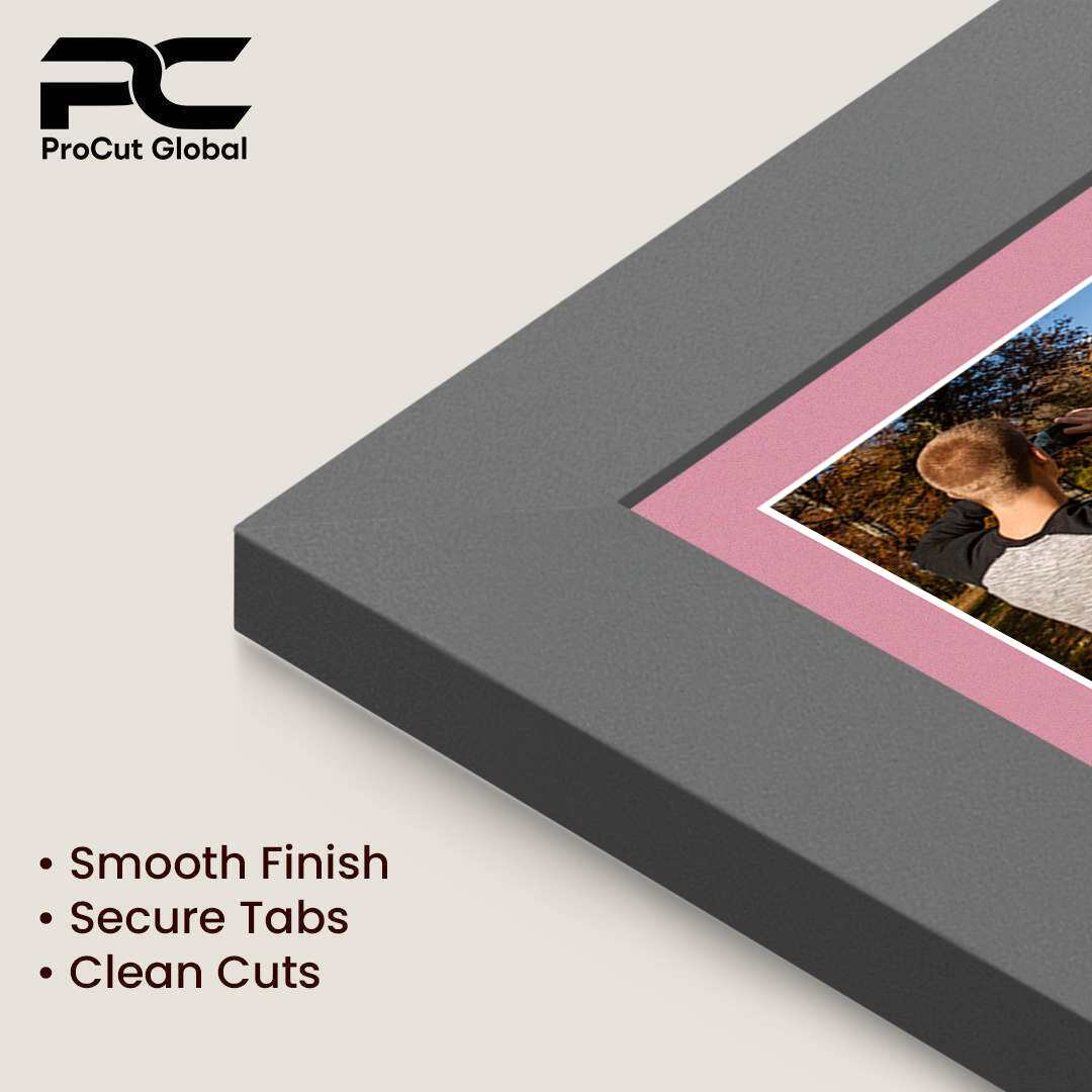 80x70cm Dark Grey Modern Multi Aperture Photo Frame Holds 6x4" (x18) & 4x4" (x2) Photos With Dusty Rose Mount | Modern Collage Frame thumbnail 7