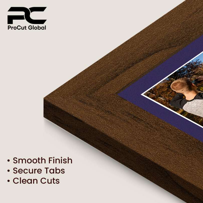 80x70cm Walnut Modern Multi Aperture Photo Frame Holds 6x4" (x18) & 4x4" (x2) Photos With Damson Mount | Modern Collage Frame thumbnail 7