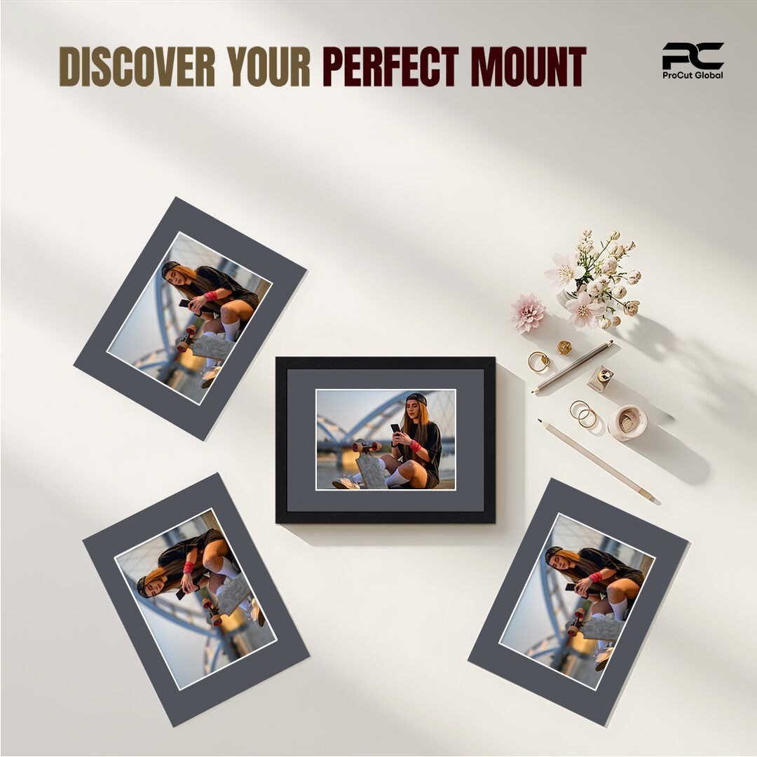 Charcoal Grey 14x11" Picture Mount With 10x8" Aperture | Acid-Free Mat Board For Picture Frames thumbnail 4