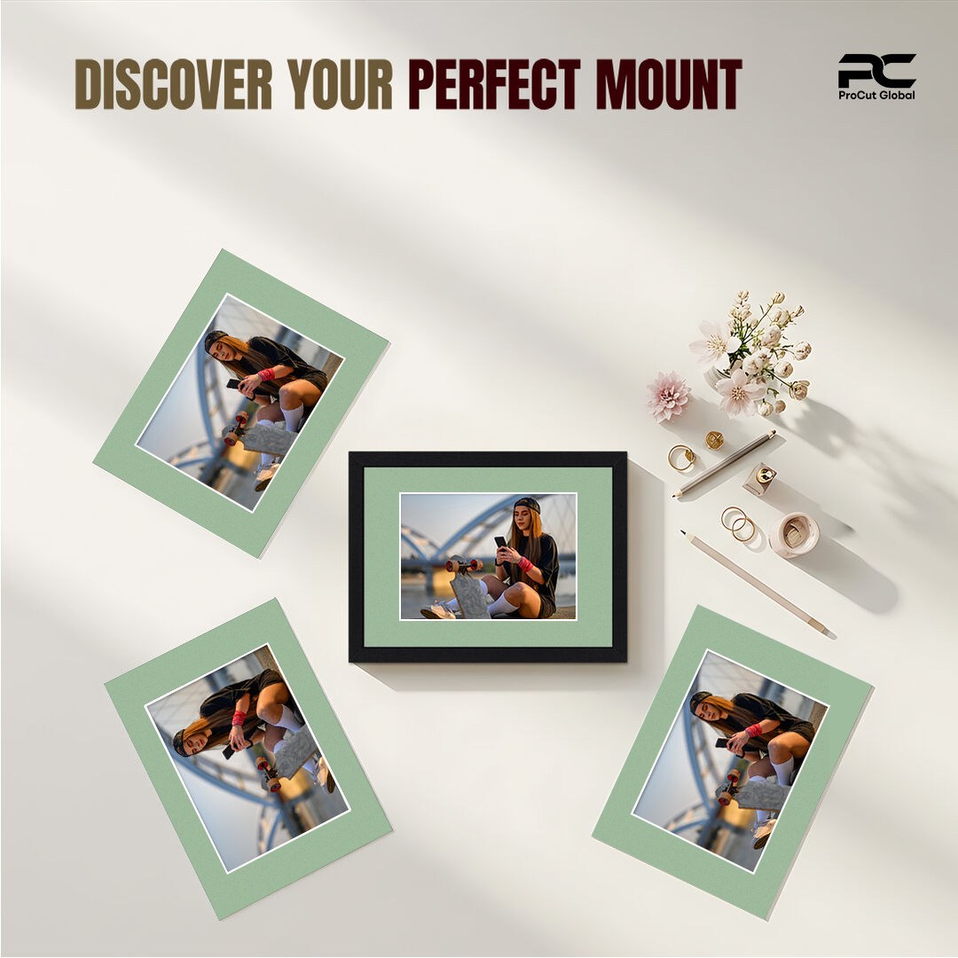 Sage Green 50x50cm Picture Mount With 40x40cm Aperture | Acid-Free Mat Board For Photos & Artwork thumbnail 4
