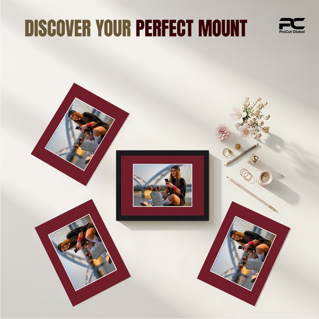 Burgundy 7x5" Picture Mount With 6x4" Aperture | Acid-Free Mat Board For Picture Frames thumbnail 4