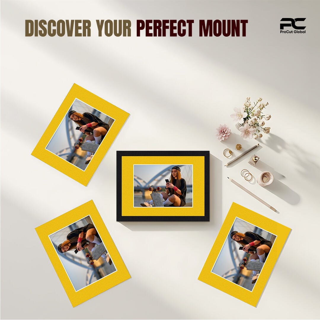 Bright Yellow 8x6" Picture Mount With 6x4" Aperture | Acid-Free Mat Board For Picture Frames thumbnail 4