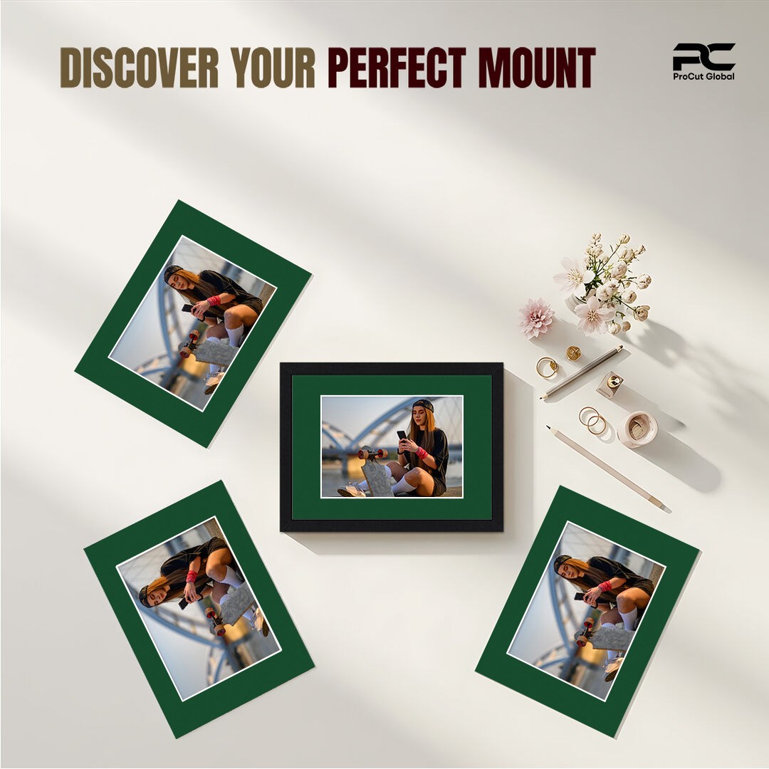 Forest Green A2 Picture Mount With A3 Aperture | Acid-Free Mat Board For Picture Frames thumbnail 4
