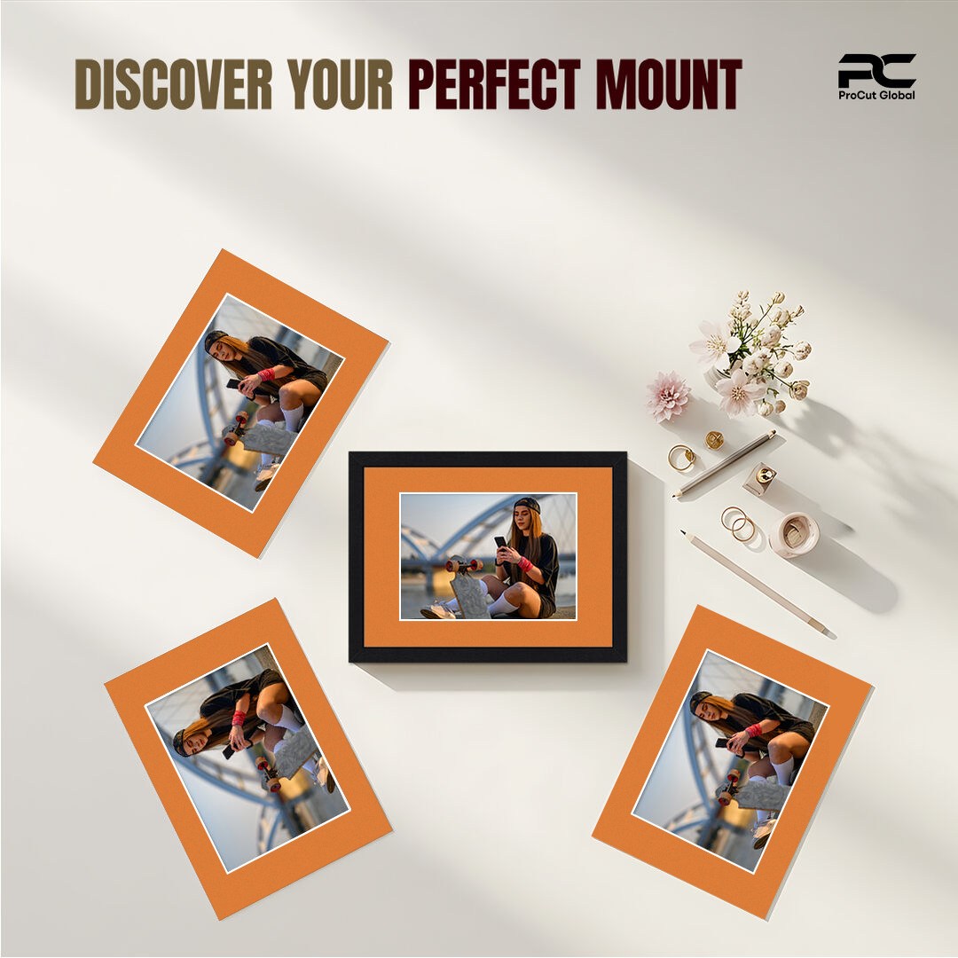 Burnt Orange A4 Picture Mount With 9x6" Aperture | Acid-Free Picture Mount Board thumbnail 4