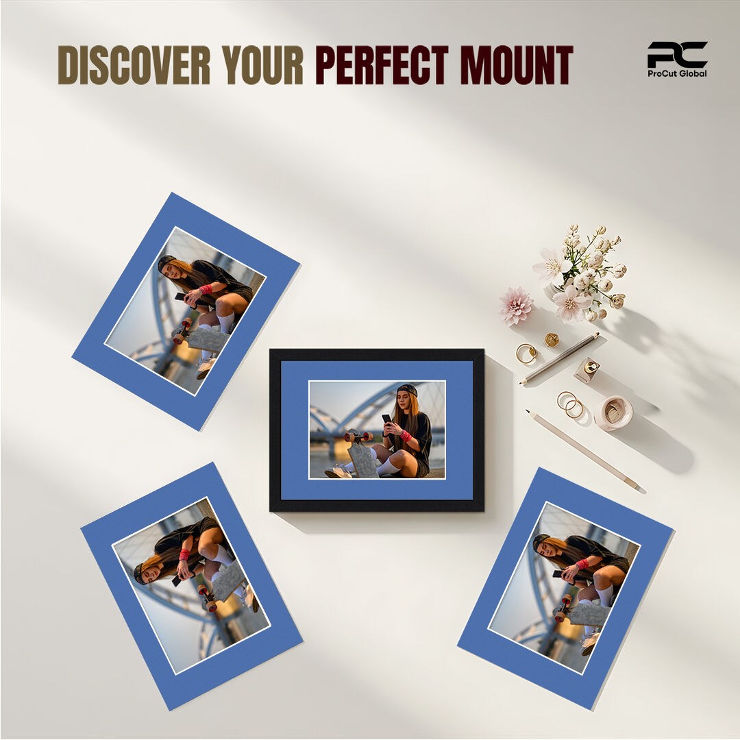 Pacific Blue A4 Picture Mount With 9x6" Aperture | Acid-Free Mat Board For Picture Frames thumbnail 4