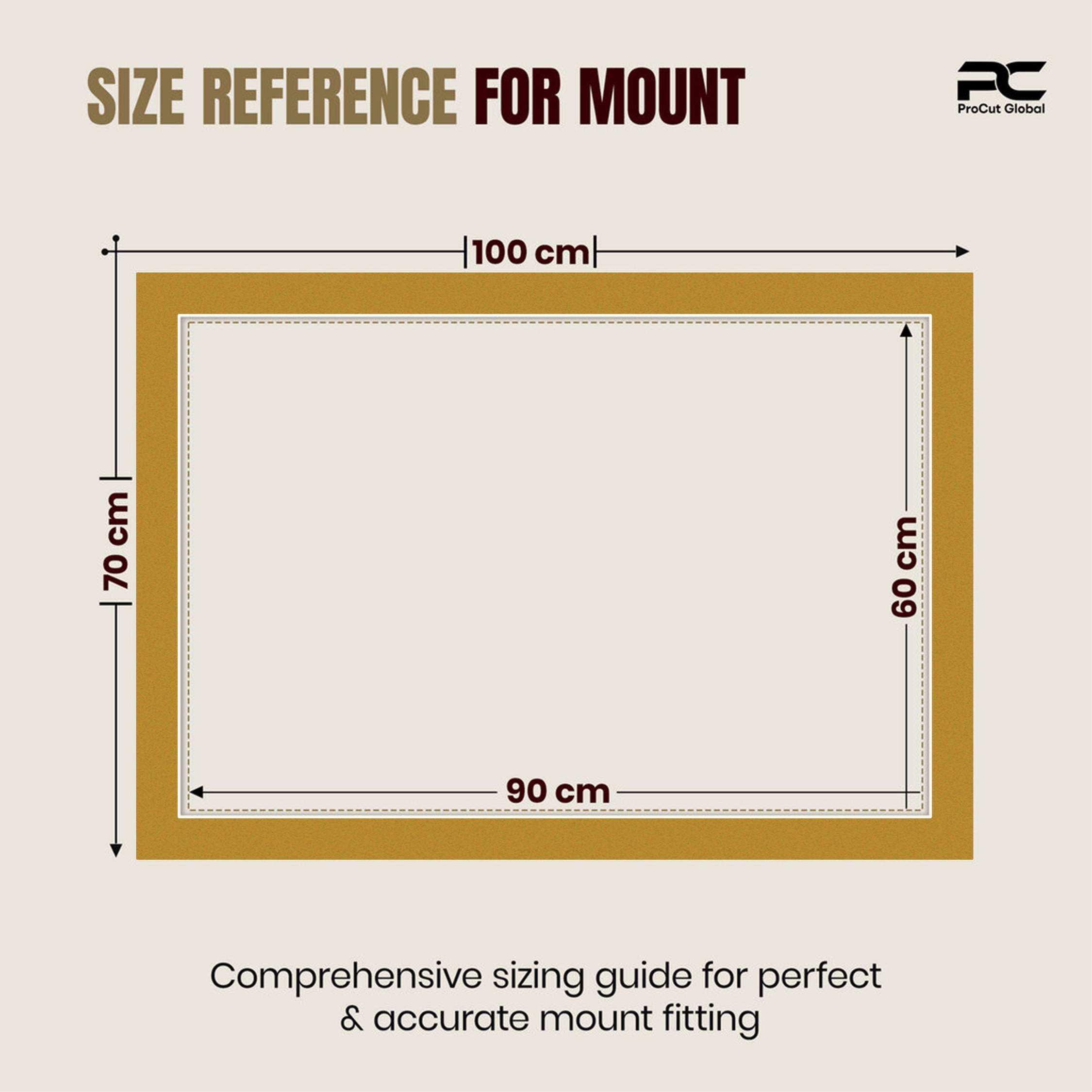 Antique Gold 100x70cm Picture Mount With 90x60cm Aperture | Acid-Free Picture Mount Board thumbnail 2