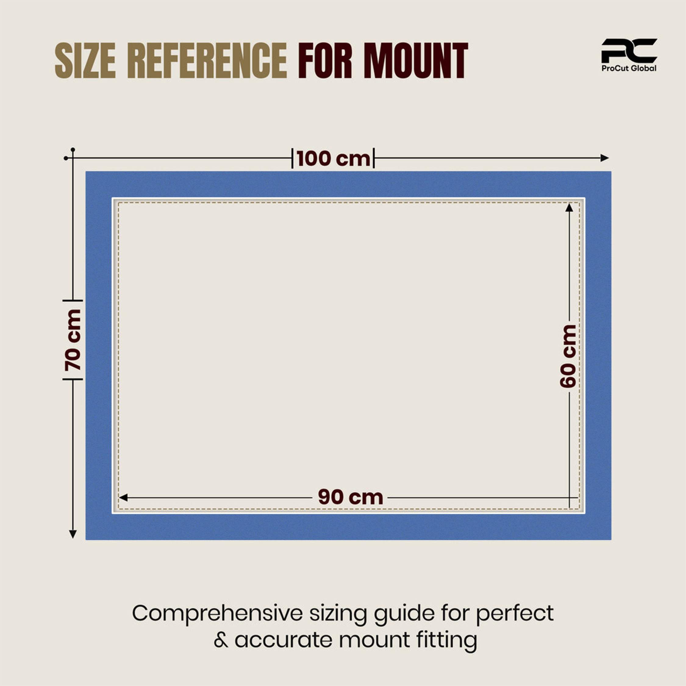 Pacific Blue 100x70cm Picture Mount With 90x60cm Aperture | Acid-Free Mat Board For Picture Frames thumbnail 2