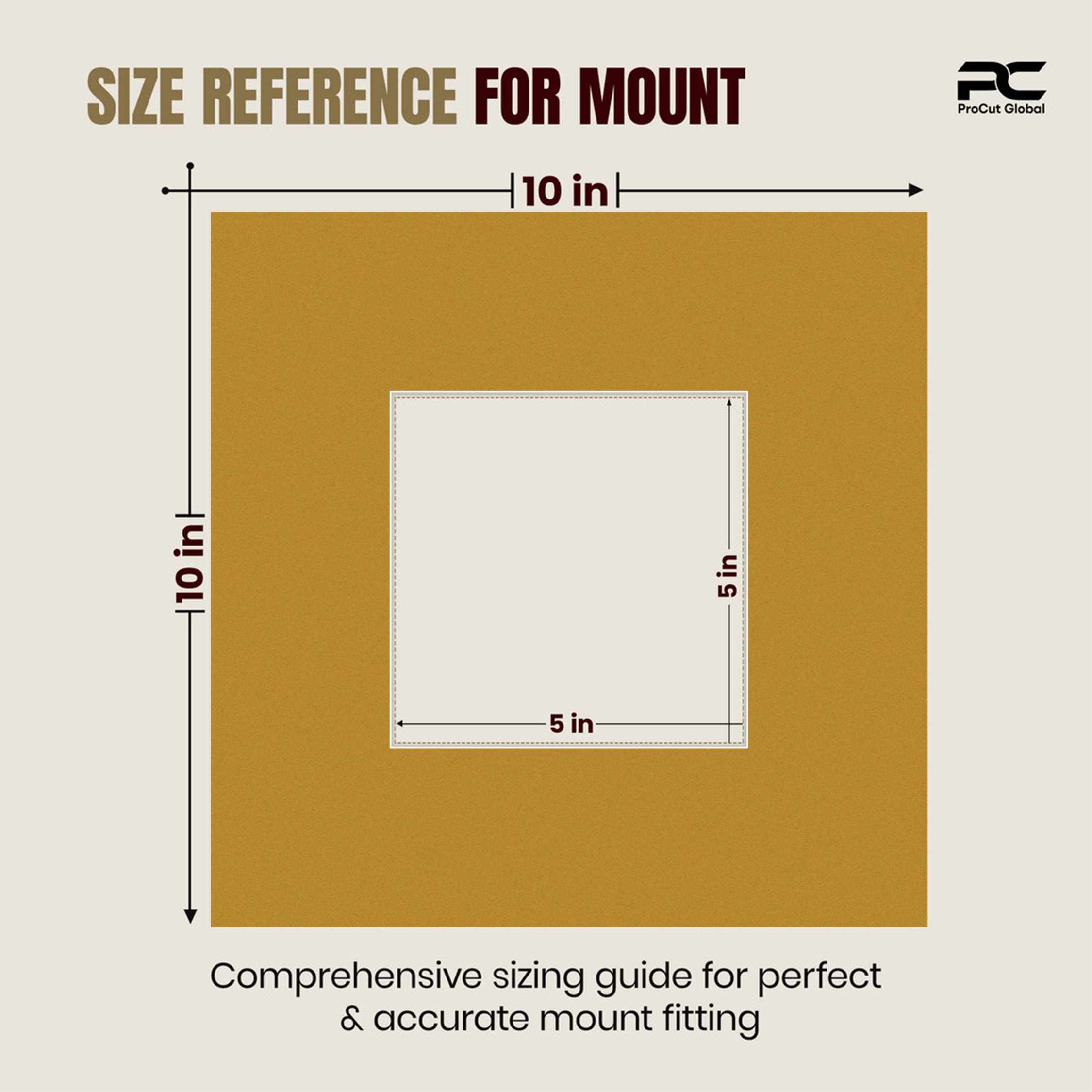Antique Gold 10x10" Picture Mount With 5x5" Aperture | Acid-Free Picture Mount Board thumbnail 2