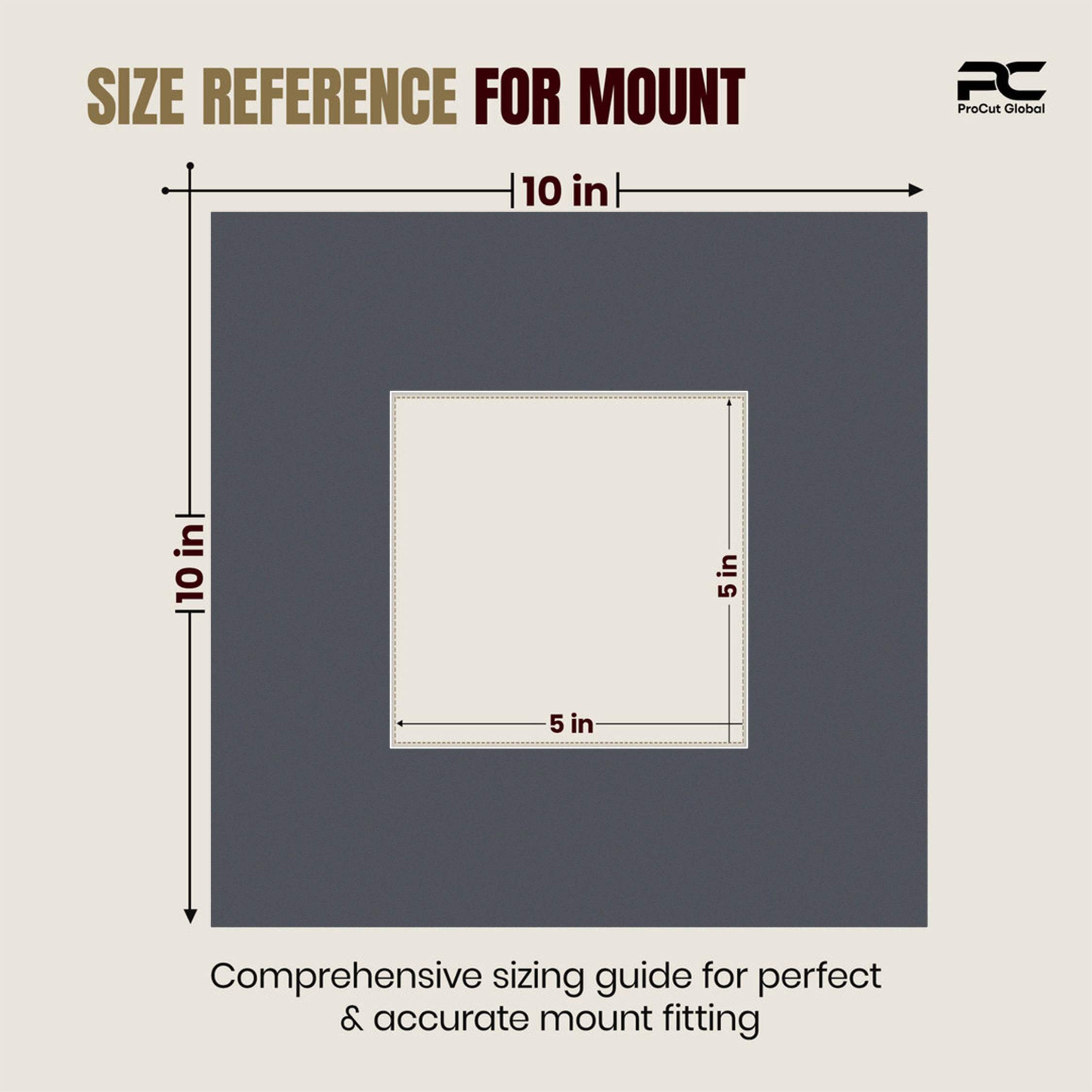 Charcoal Grey 10x10" Picture Mount With 5x5" Aperture | Acid-Free Mat Board For Picture Frames thumbnail 2