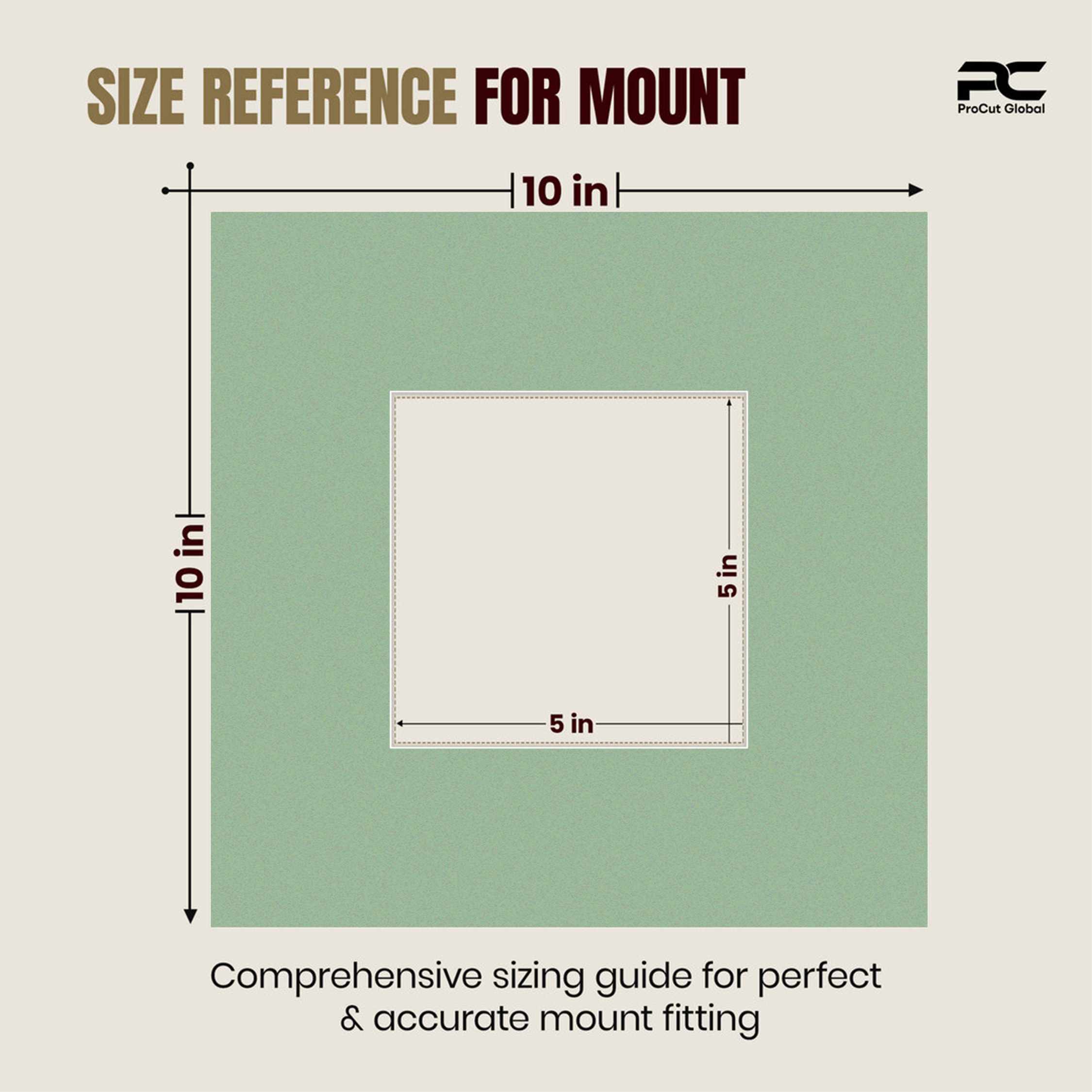 Sage Green 10x10" Picture Mount With 5x5" Aperture | Acid-Free Mat Board For Picture Frames thumbnail 2