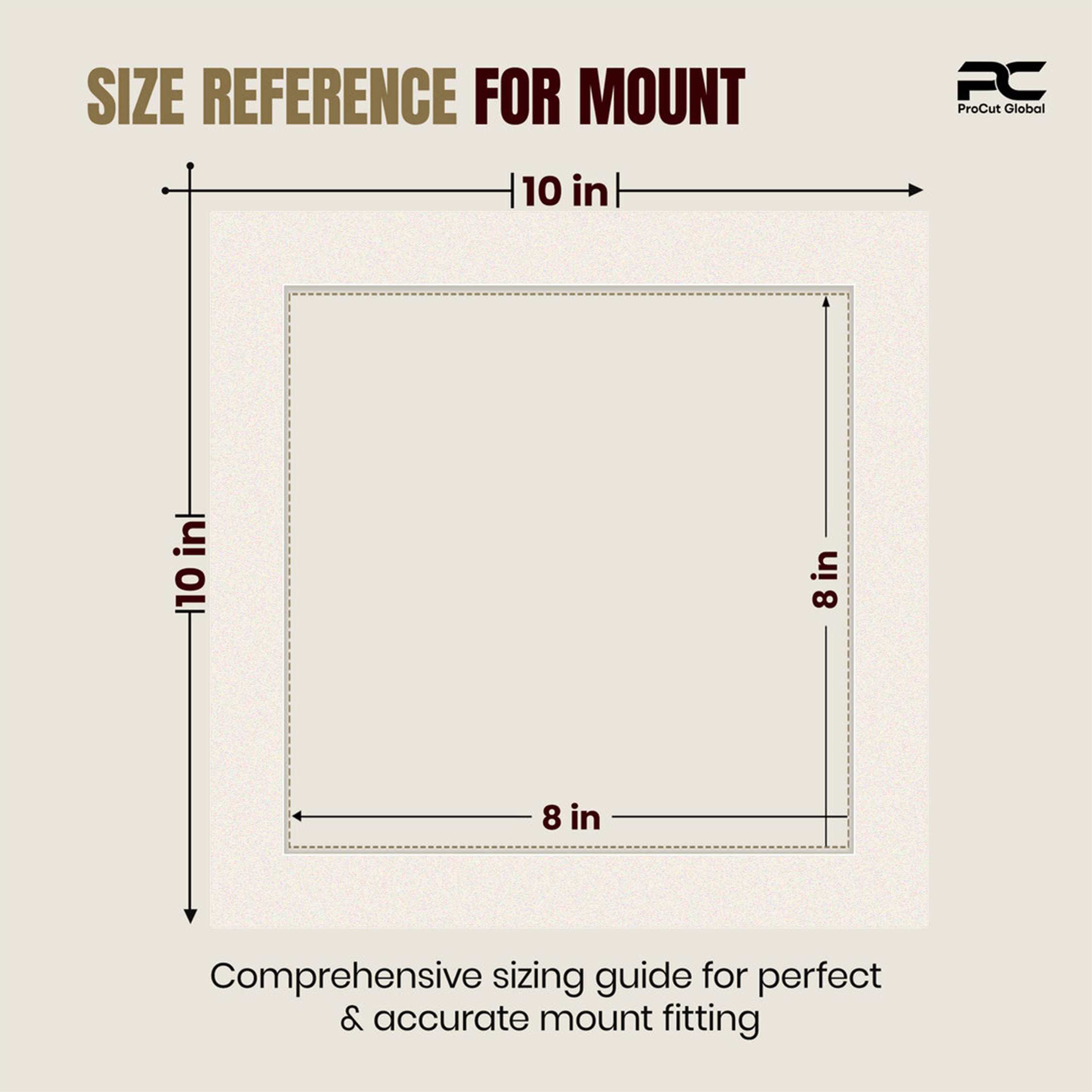 Antique White 10x10" Picture Mount With 8x8" Aperture | Acid-Free Mat Board For Photos & Artwork thumbnail 2