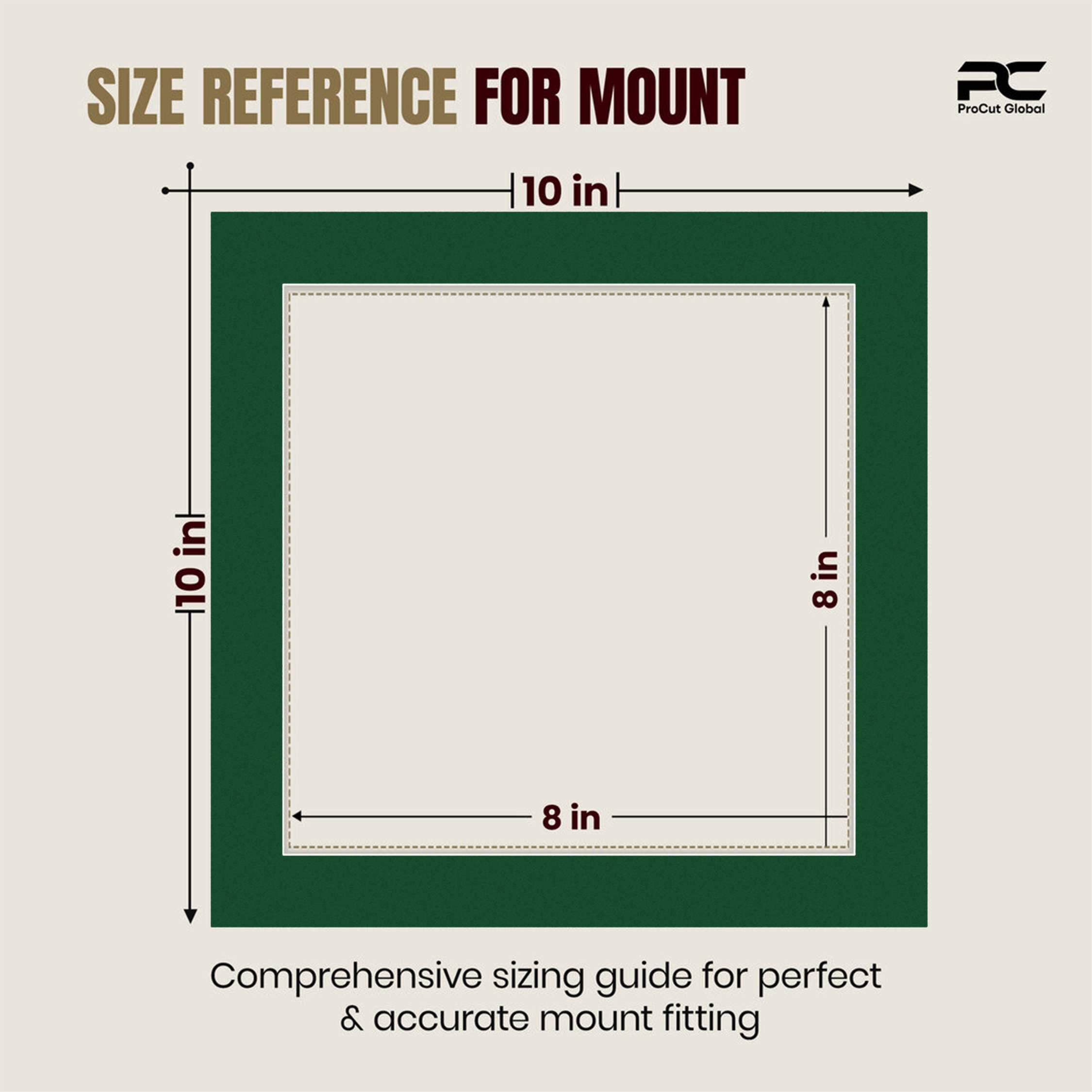 Forest Green 10x10" Picture Mount With 8x8" Aperture | Acid-Free Mat Board For Photos & Artwork thumbnail 2