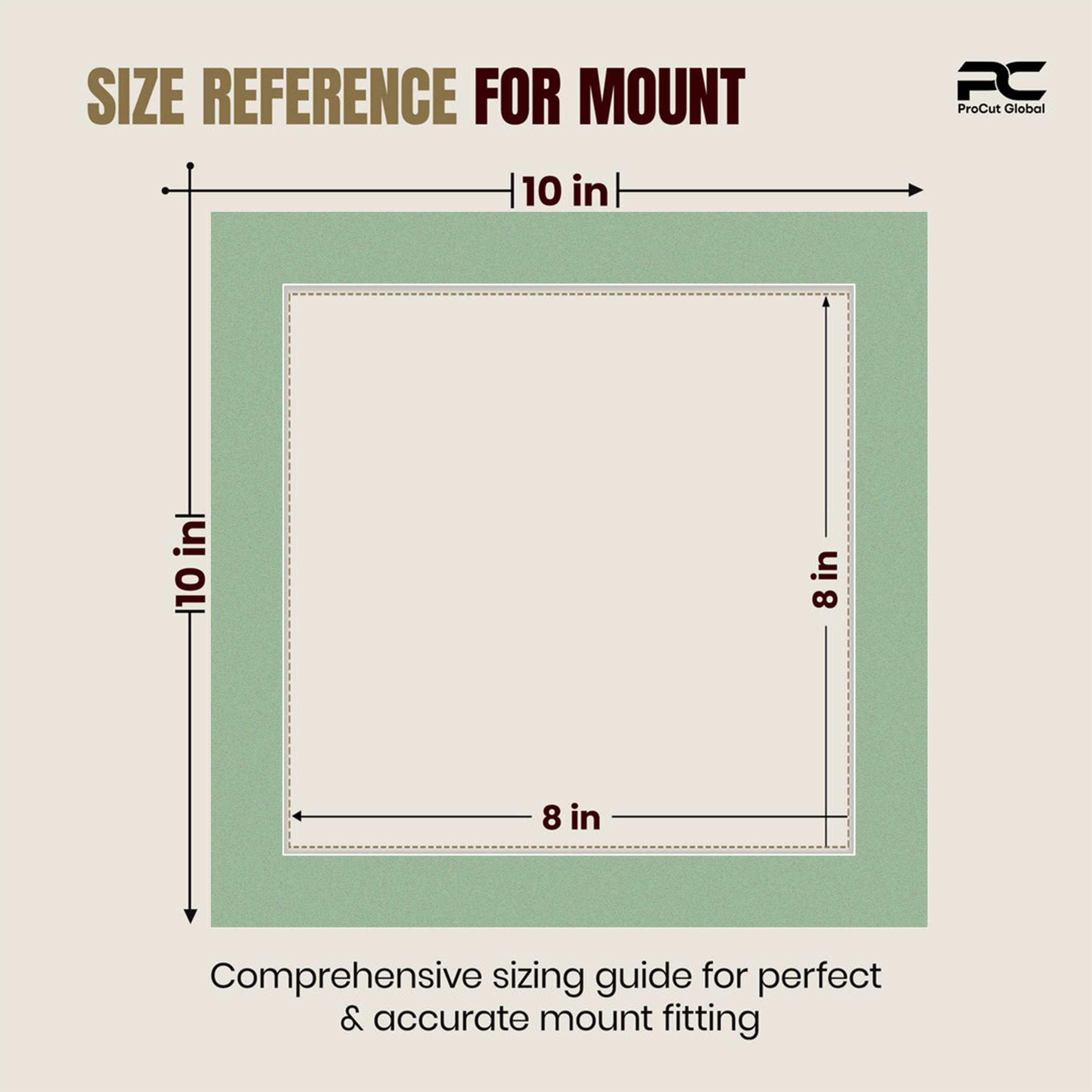 Sage Green 10x10" Picture Mount With 8x8" Aperture | Acid-Free Mat Board For Picture Frames thumbnail 2