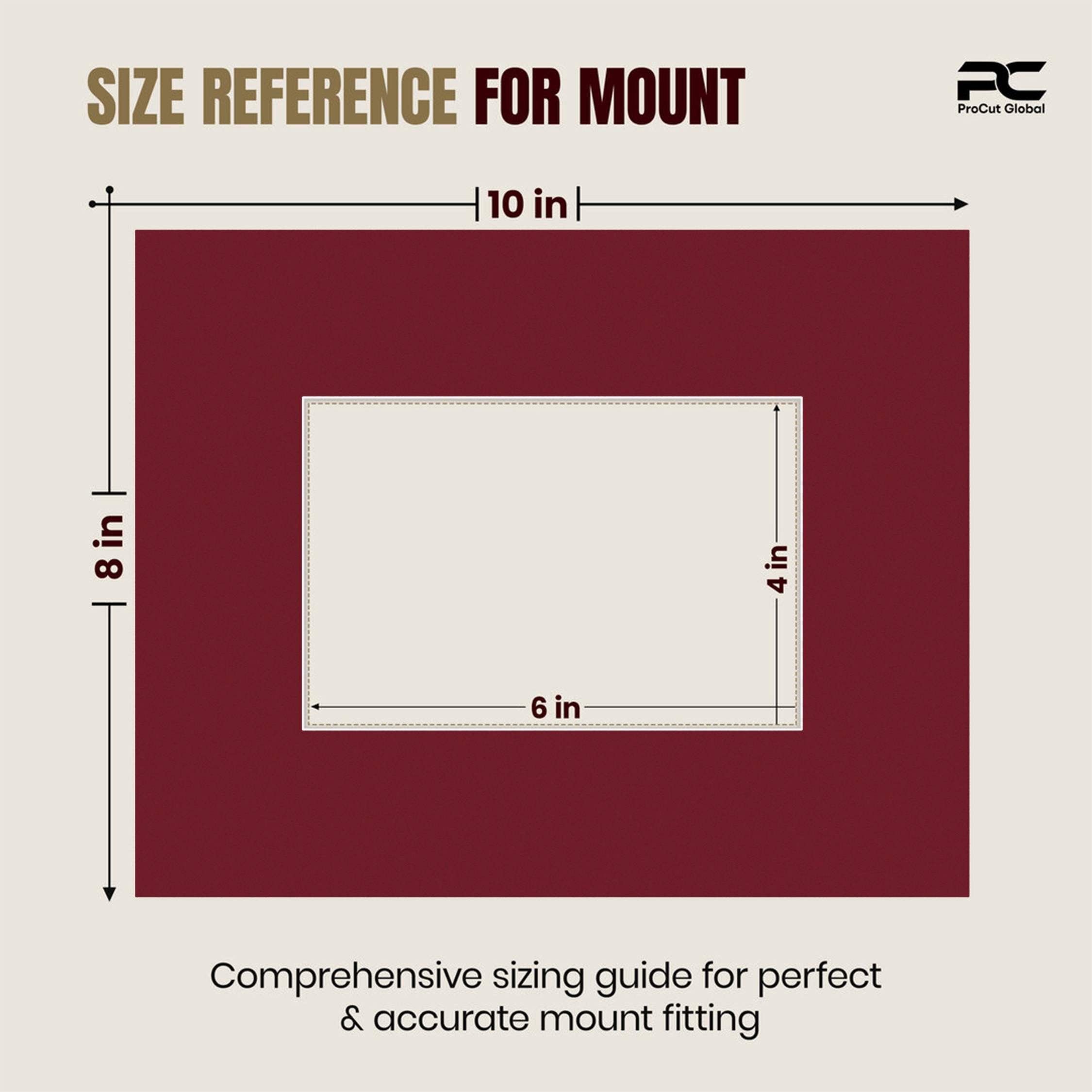 Burgundy 10x8" Picture Mount With 6x4" Aperture | Acid-Free Picture Mount Board thumbnail 2