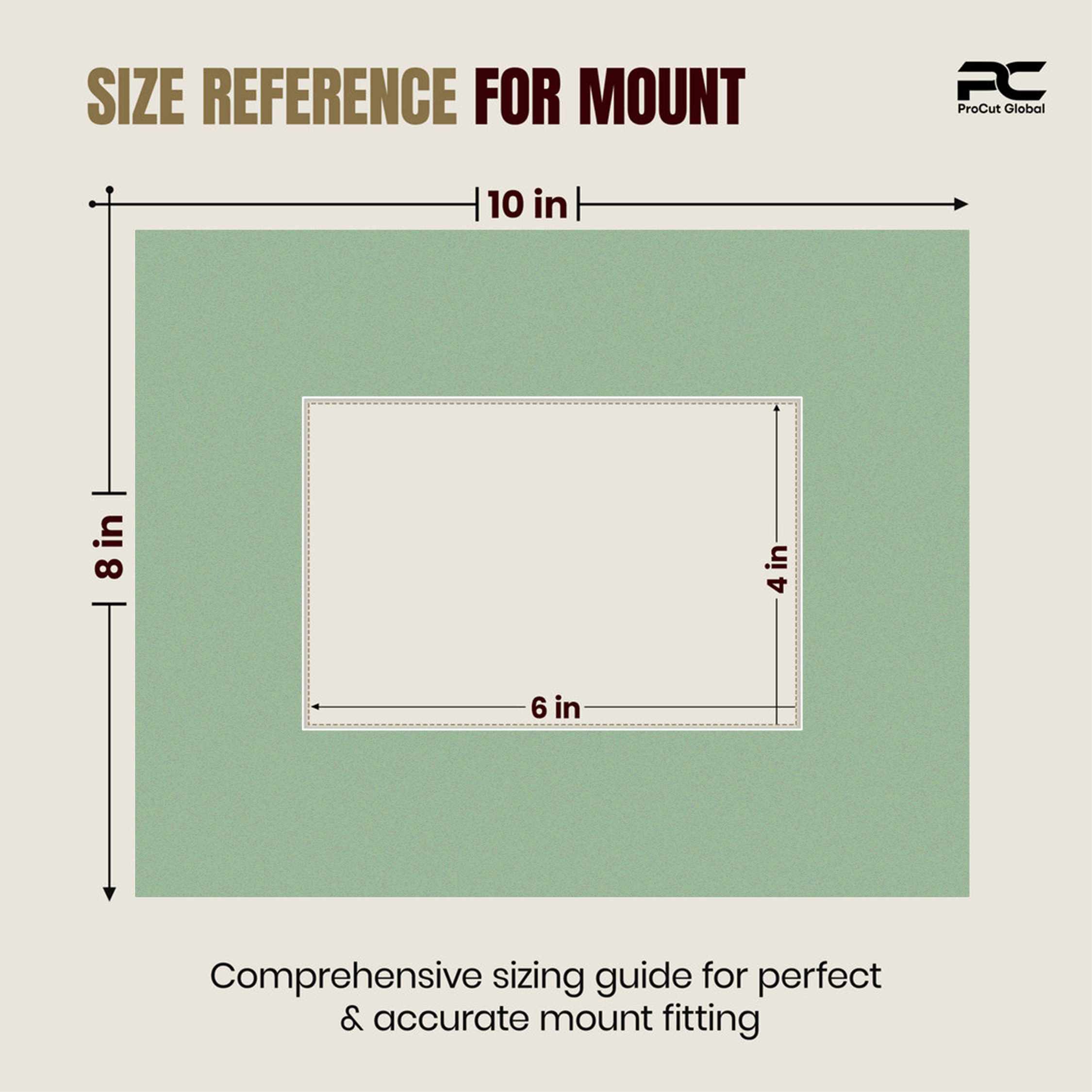 Sage Green 10x8" Picture Mount With 6x4" Aperture | Acid-Free Mat Board For Picture Frames thumbnail 2