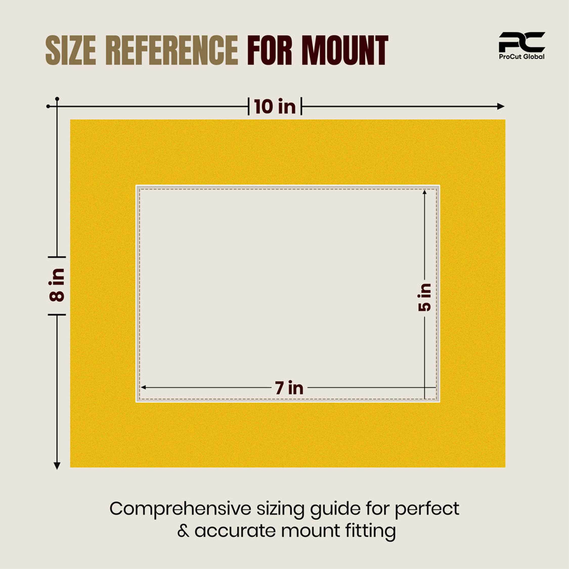 Bright Yellow 10x8" Picture Mount With 7x5" Aperture | Acid-Free Mat Board For Photos & Artwork thumbnail 2