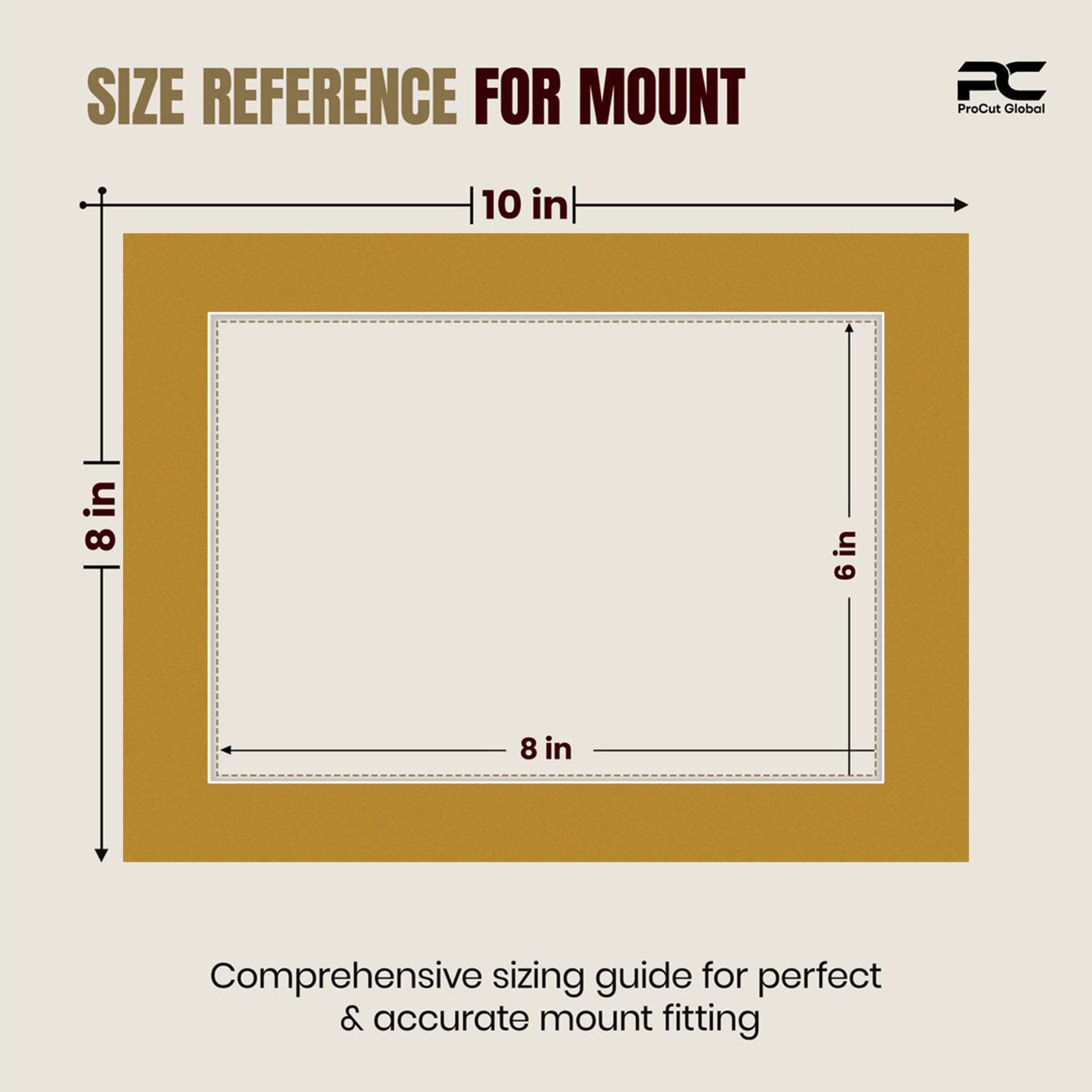 Antique Gold 10x8" Picture Mount With 8x6" Aperture | Acid-Free Picture Mount Board thumbnail 2