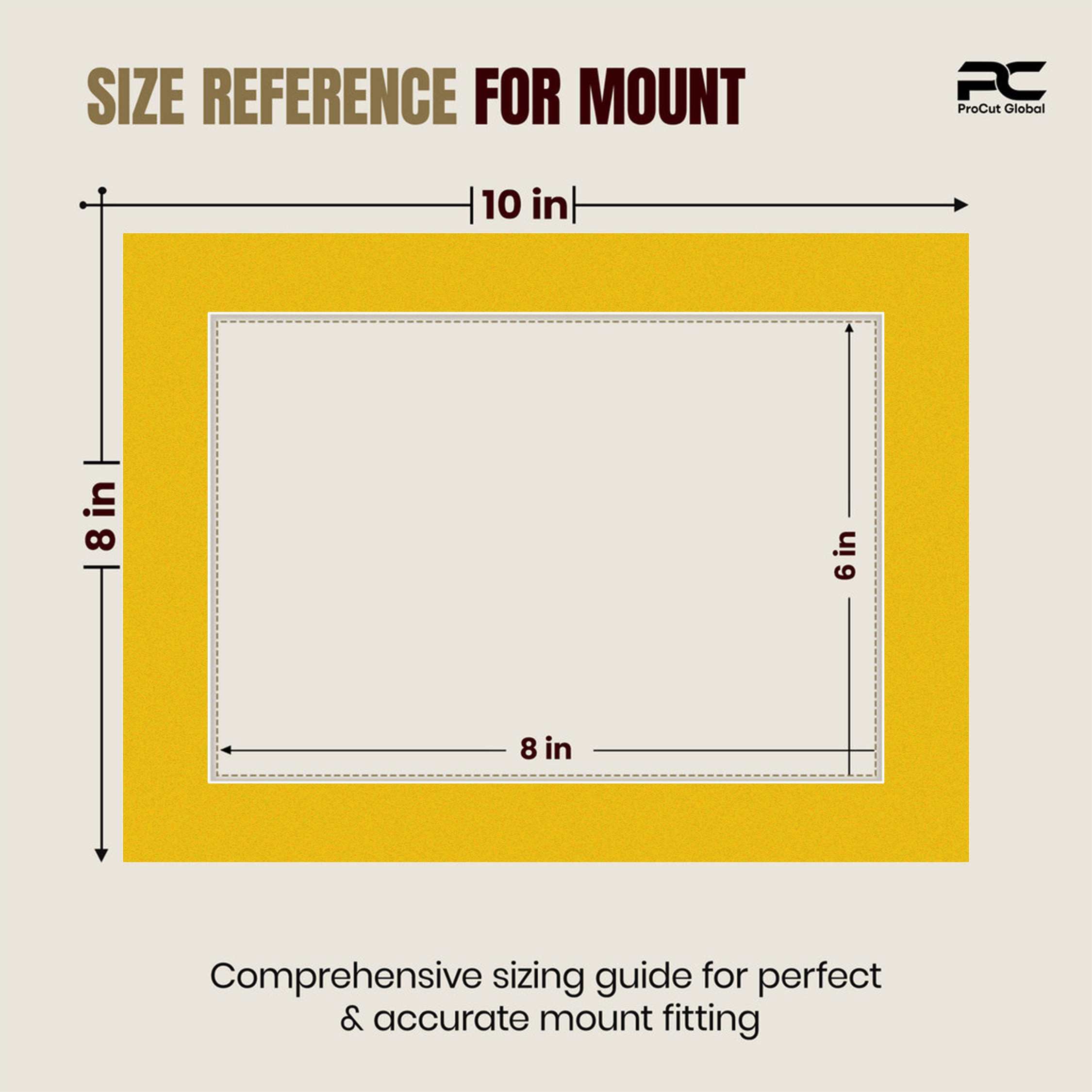 Bright Yellow 10x8" Picture Mount With 8x6" Aperture | Acid-Free Mat Board For Picture Frames thumbnail 2