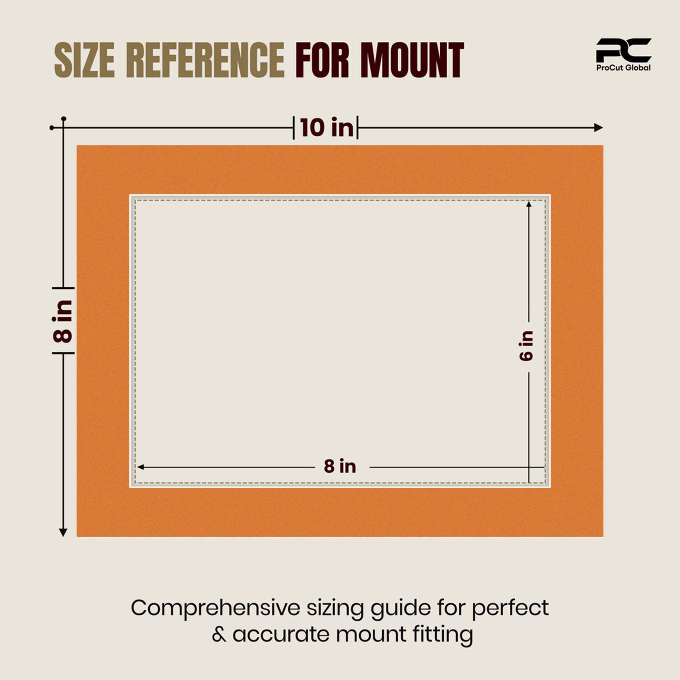 Burnt Orange 10x8" Picture Mount With 8x6" Aperture | Acid-Free Picture Mount Board thumbnail 2