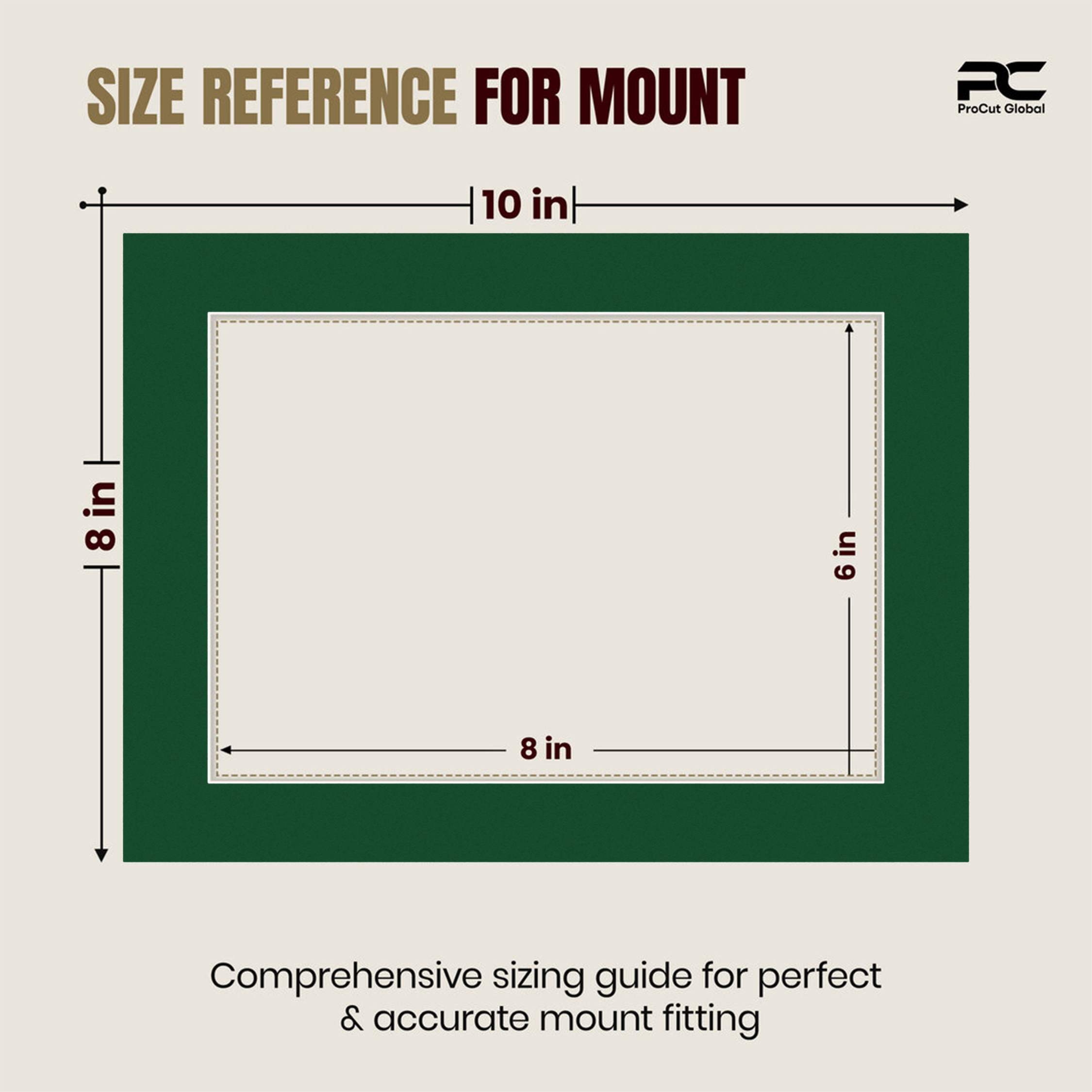 Forest Green 10x8" Picture Mount With 8x6" Aperture | Acid-Free Picture Mount Board thumbnail 2