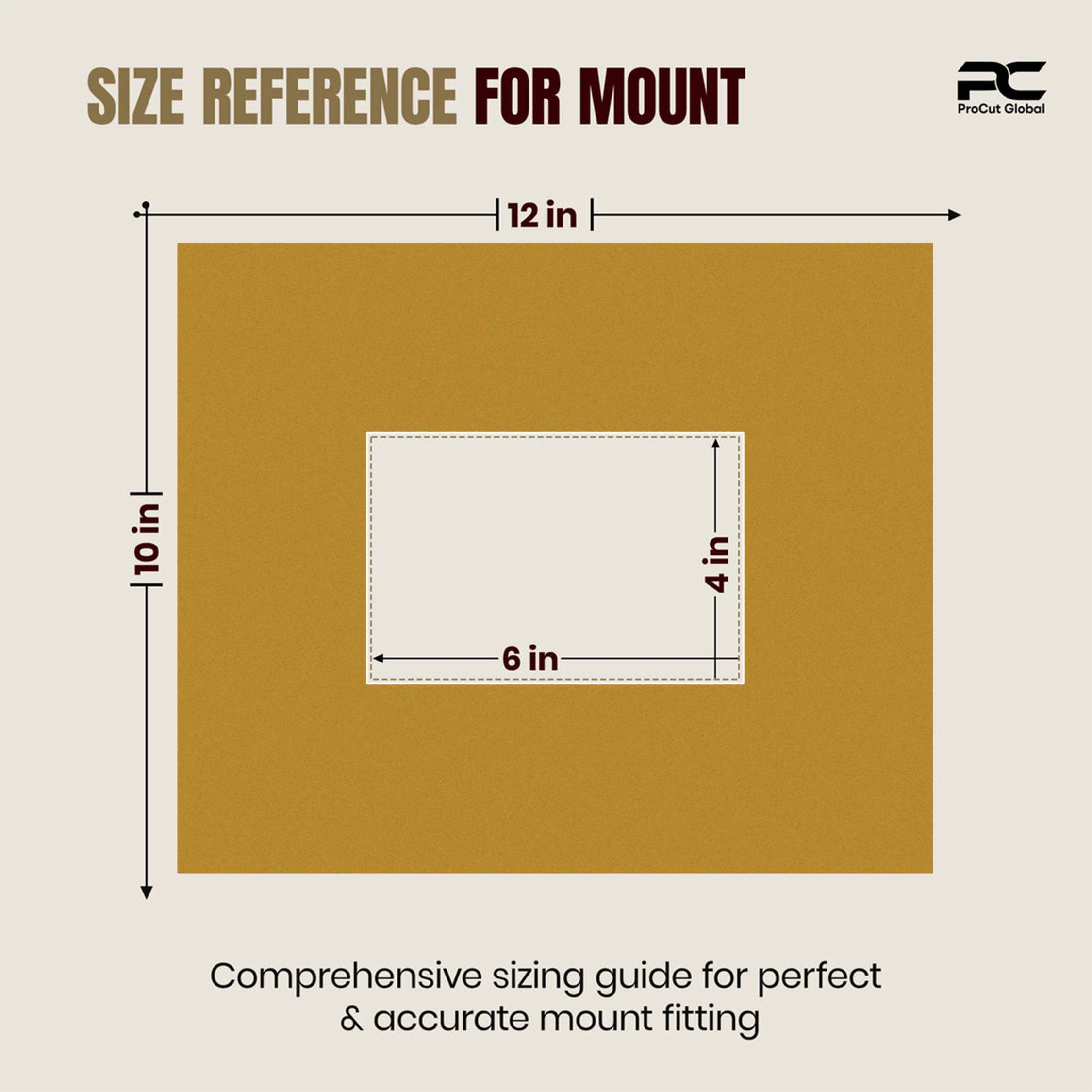 Antique Gold 12x10" Picture Mount With 6x4" Aperture | Acid-Free Mat Board For Picture Frames thumbnail 2