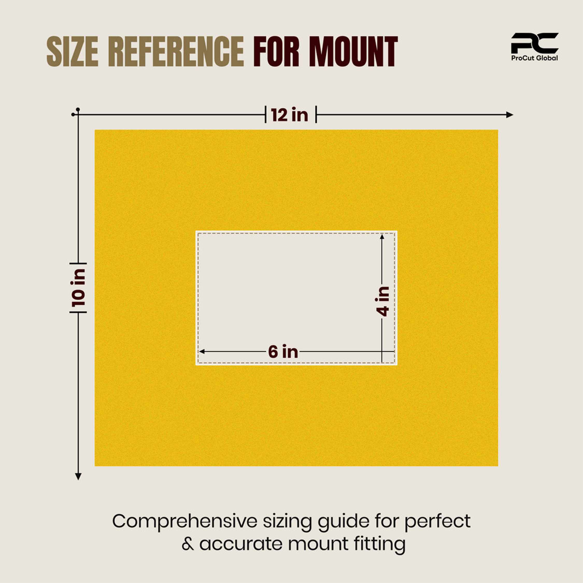Bright Yellow 12x10" Picture Mount With 6x4" Aperture | Acid-Free Mat Board For Picture Frames thumbnail 2