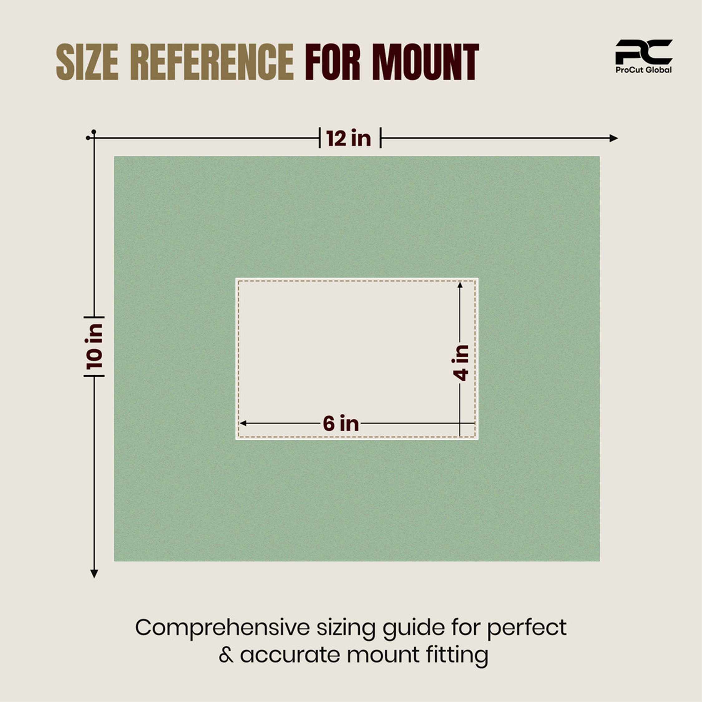 Sage Green 12x10" Picture Mount With 6x4" Aperture | Acid-Free Picture Mount Board thumbnail 2