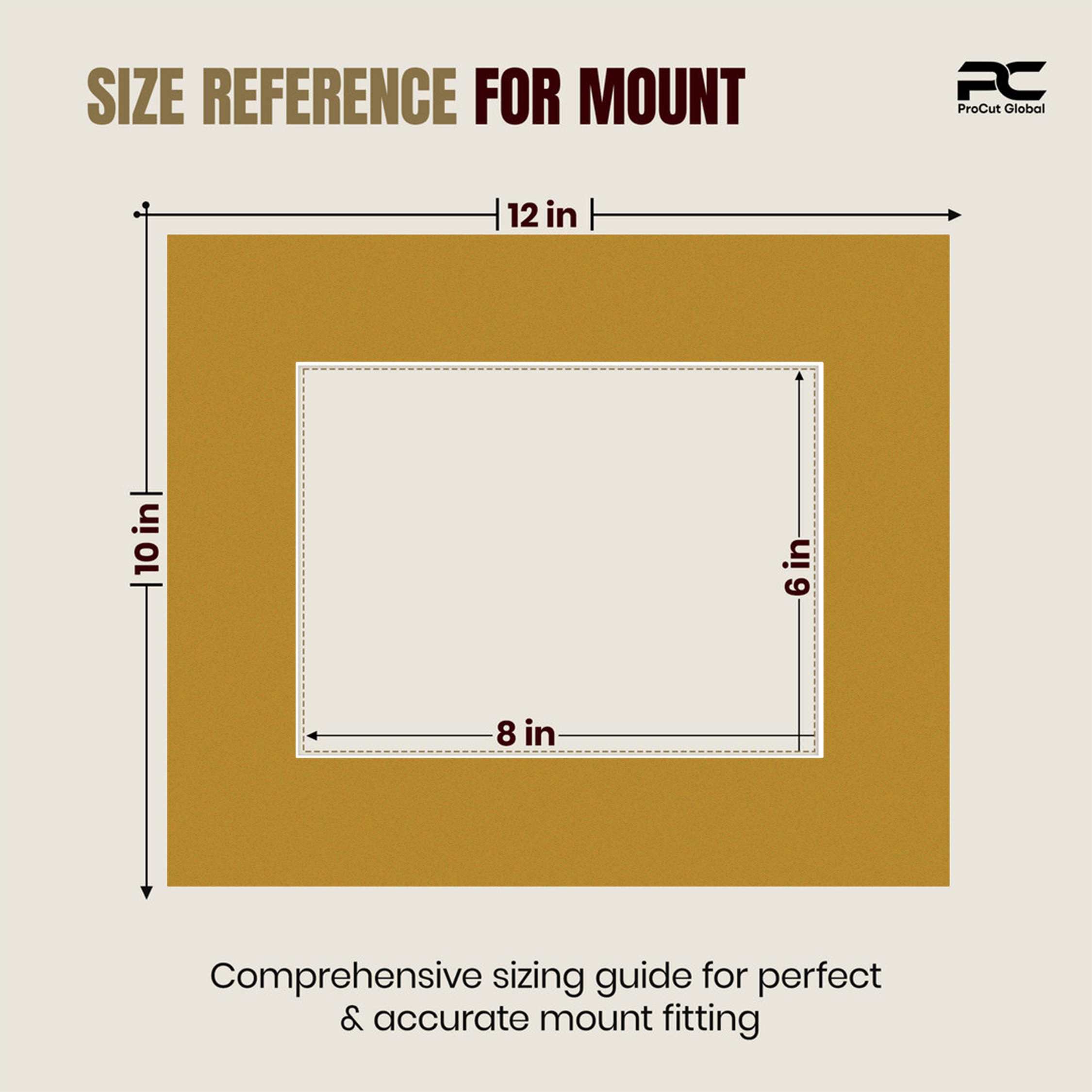 Antique Gold 12x10" Picture Mount With 8x6" Aperture | Acid-Free Mat Board For Photos & Artwork thumbnail 2