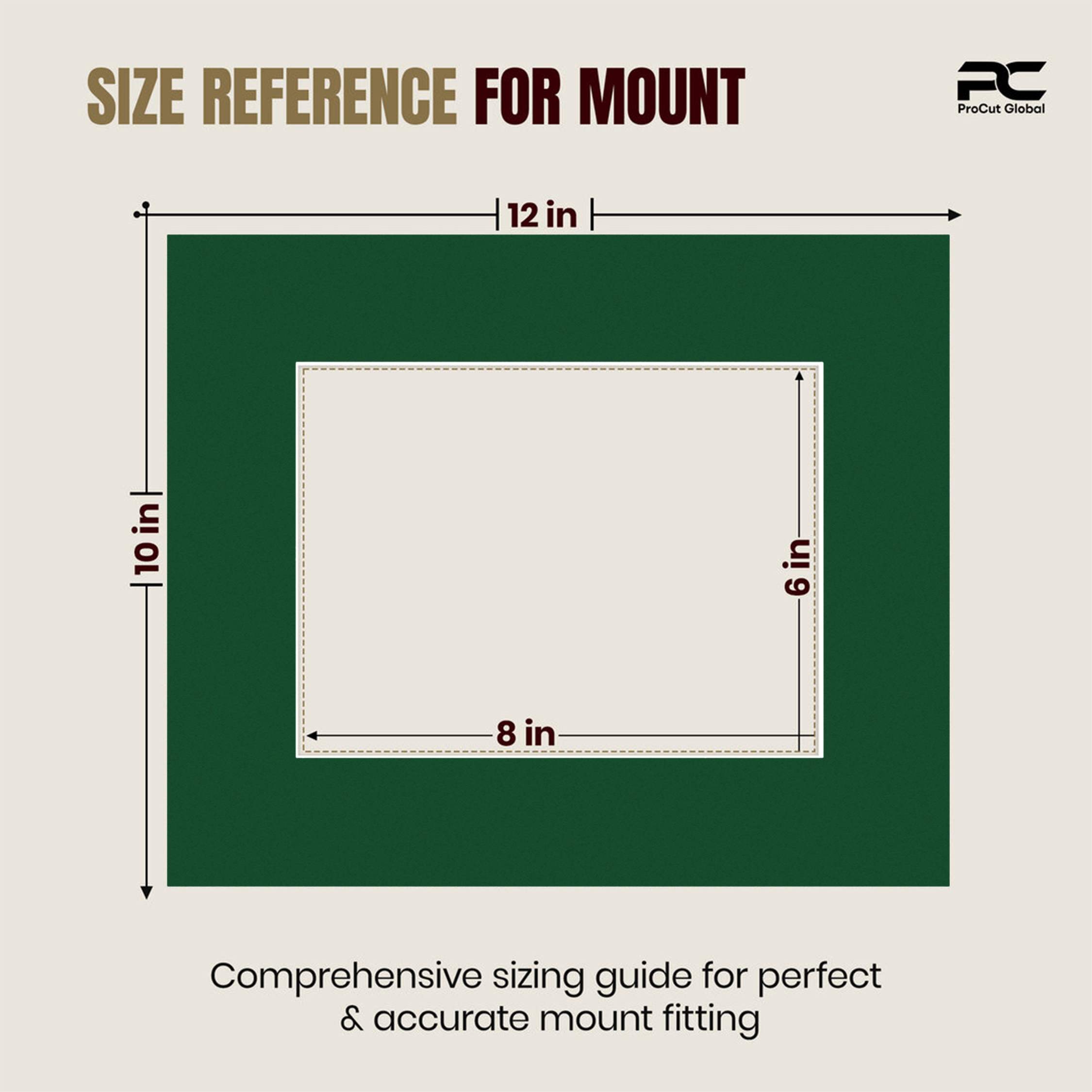 Forest Green 12x10" Picture Mount With 8x6" Aperture | Acid-Free Picture Mount Board thumbnail 2