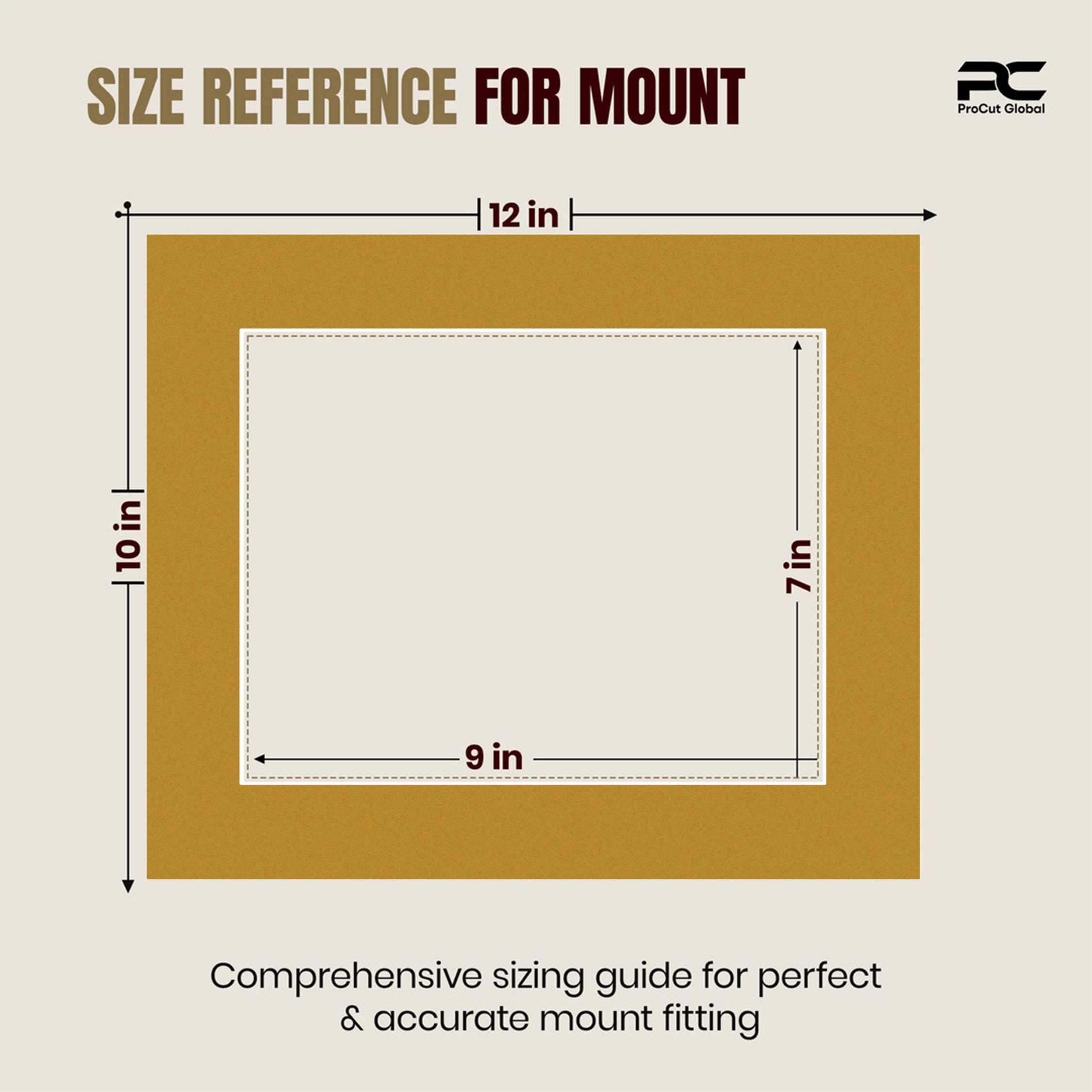 Antique Gold 12x10" Picture Mount With 9x7" Aperture | Acid-Free Picture Mount Board thumbnail 2