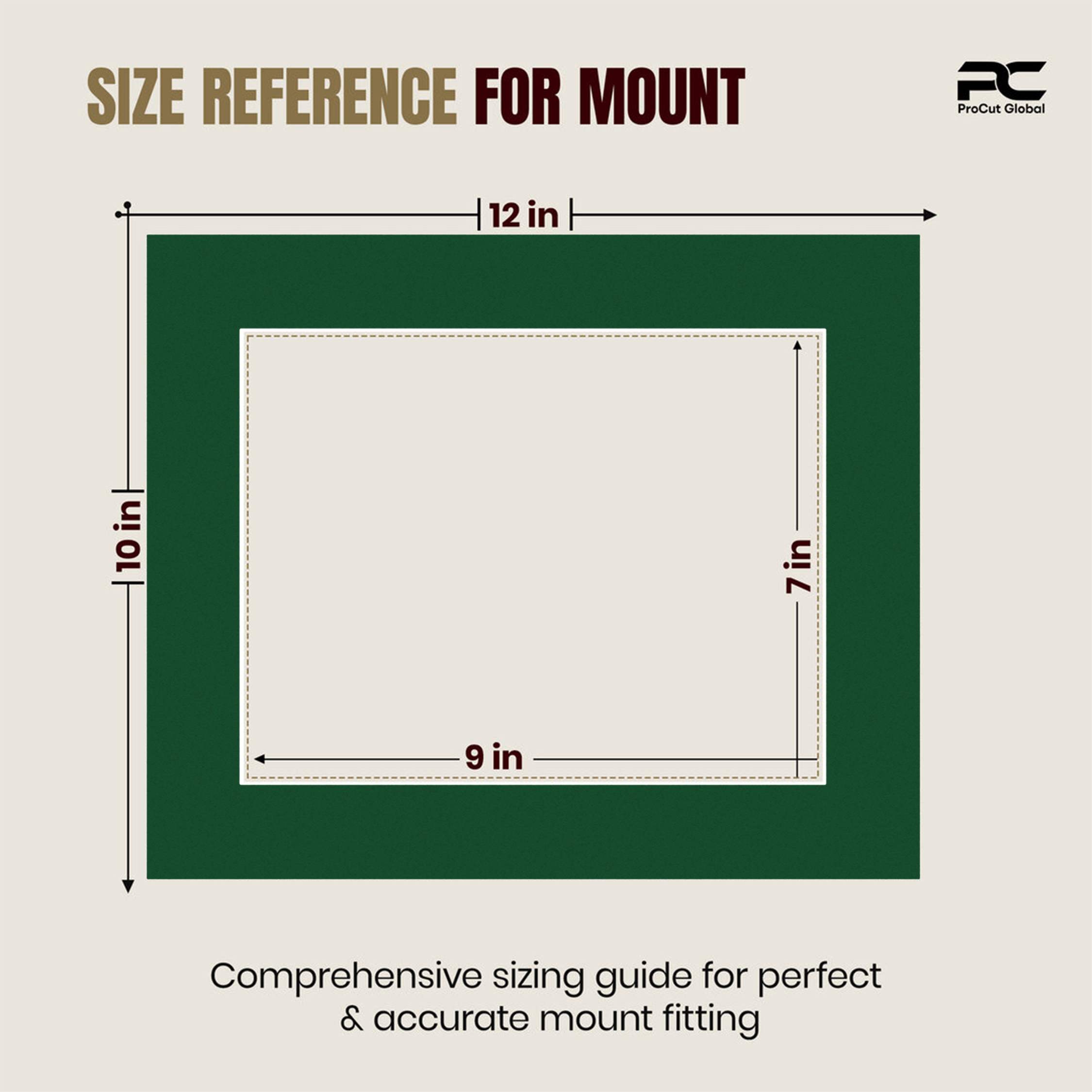 Forest Green 12x10" Picture Mount With 9x7" Aperture | Acid-Free Picture Mount Board thumbnail 2